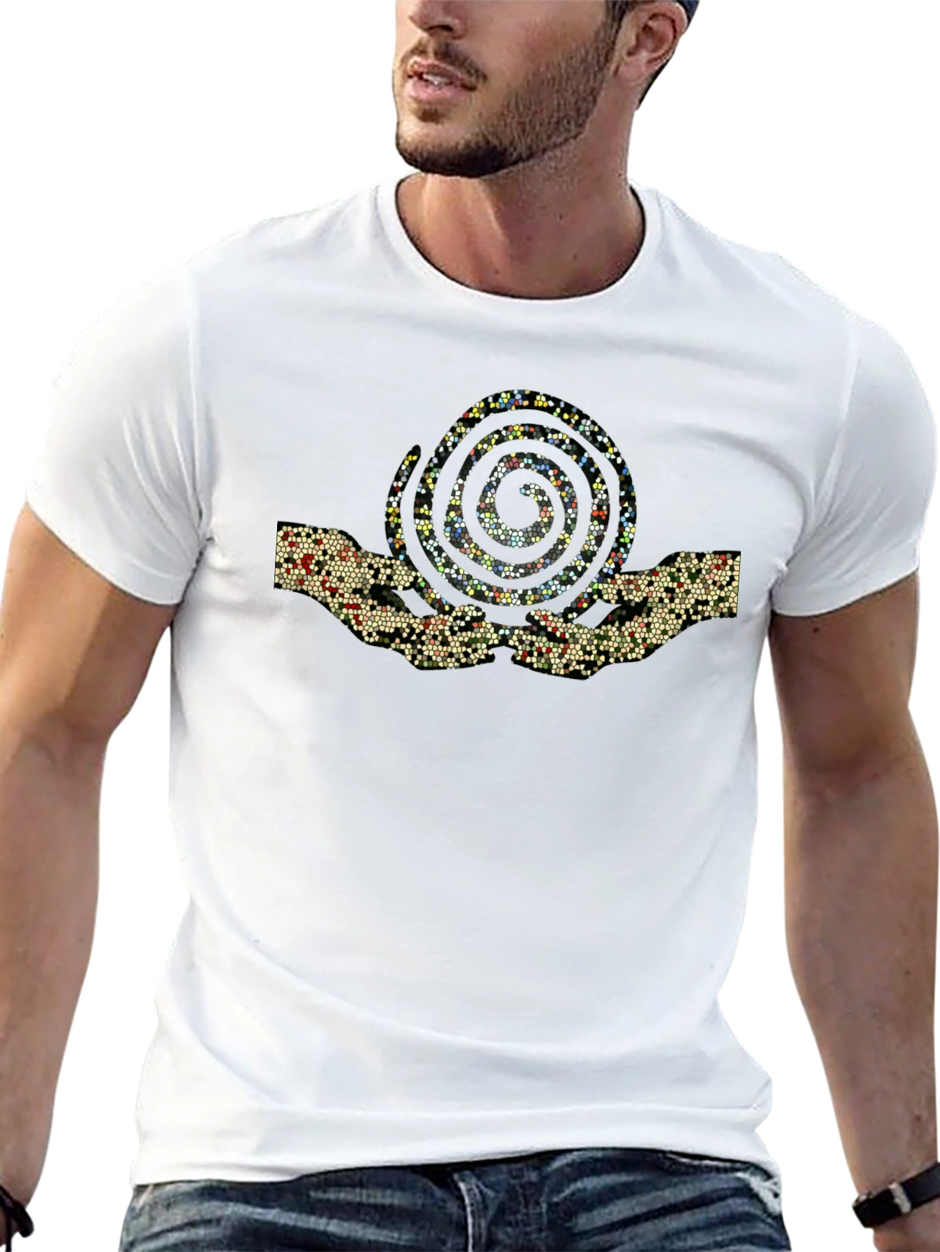 Abstract Snail Graphic Black T-Shirt