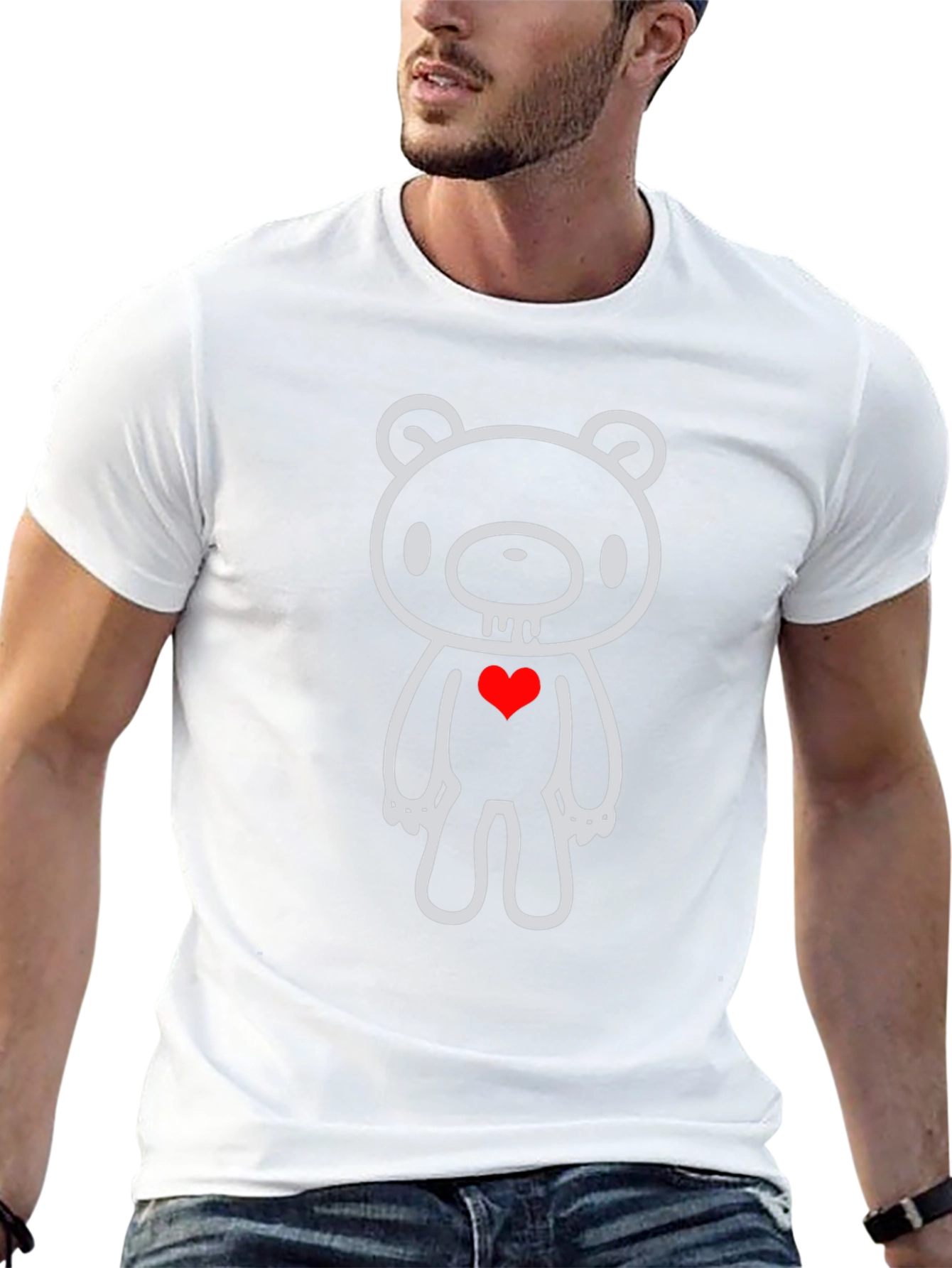 Gloomy Bear Heart T-Shirt - Black Cotton Tee