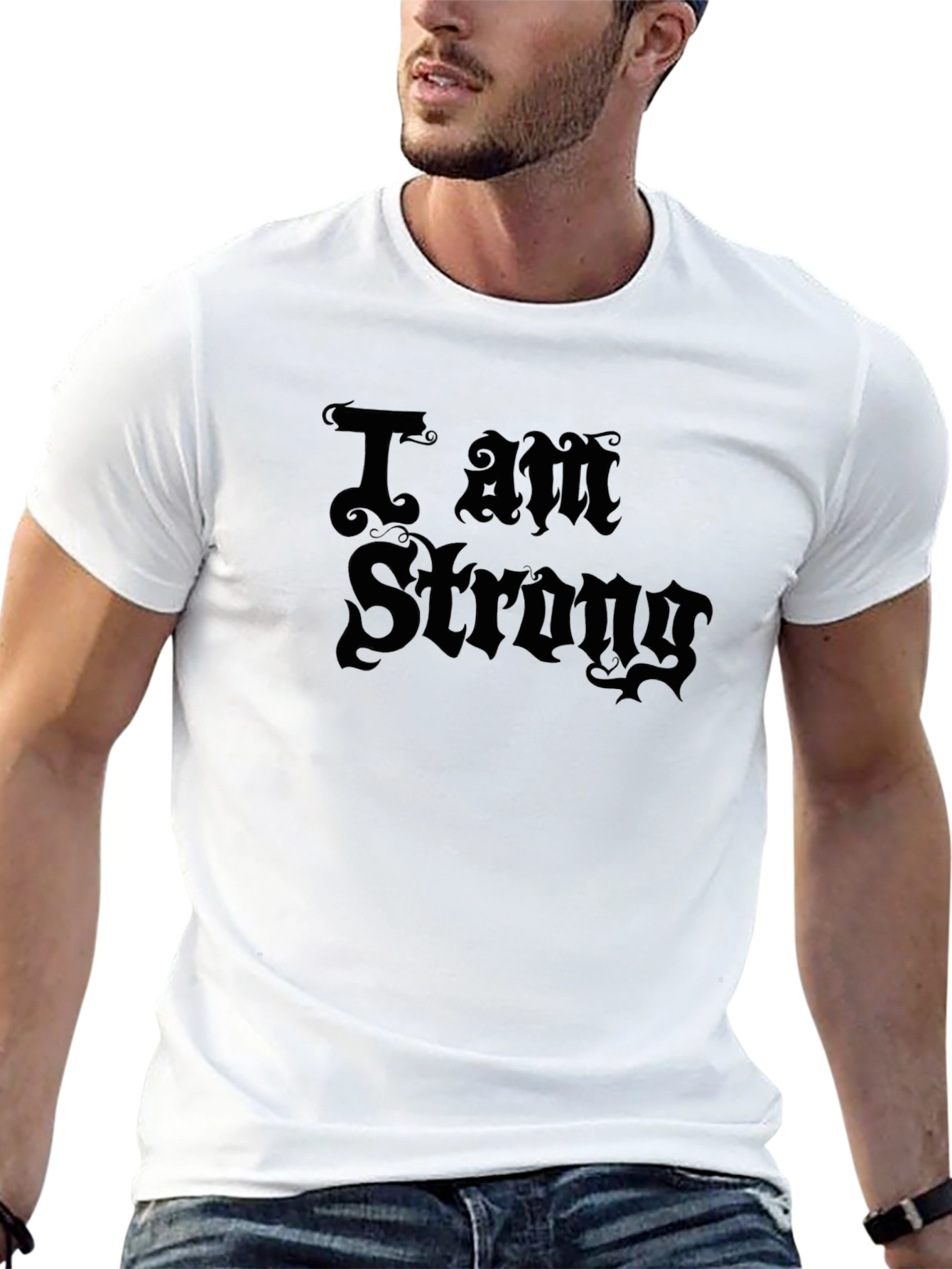 I Am Strong Graphic Black T-Shirt