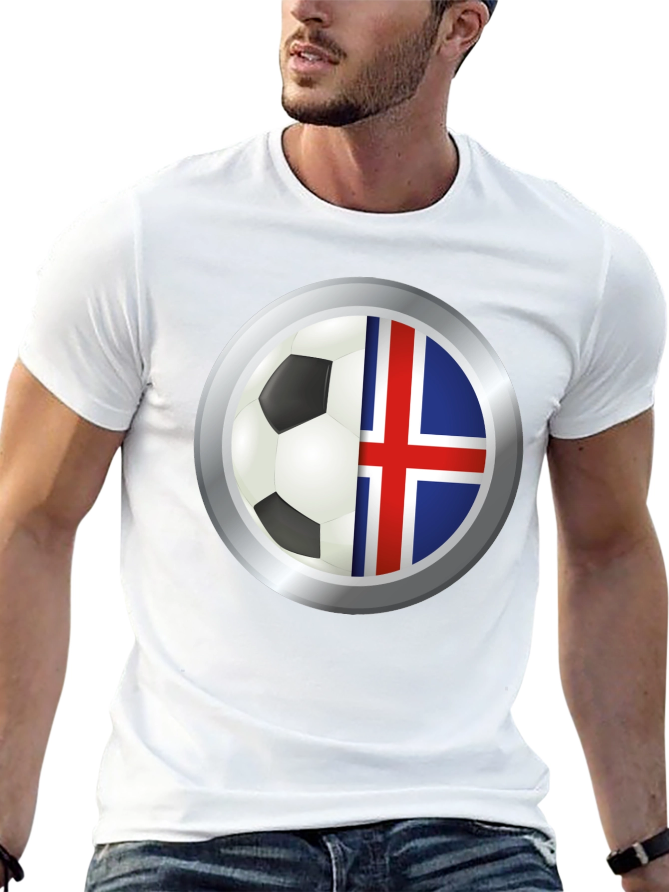 Iceland Flag Soccer Ball Graphic T-Shirt