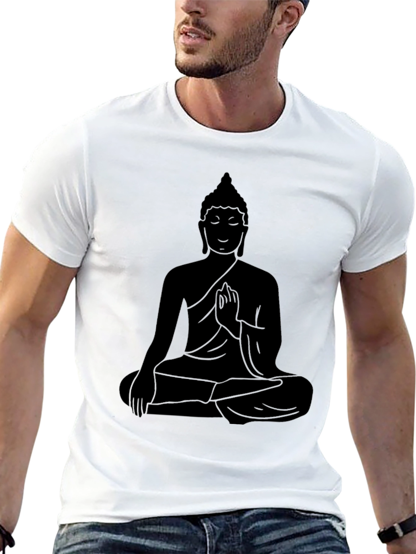 Buddha Silhouette Graphic T-Shirt - Relaxed Fit