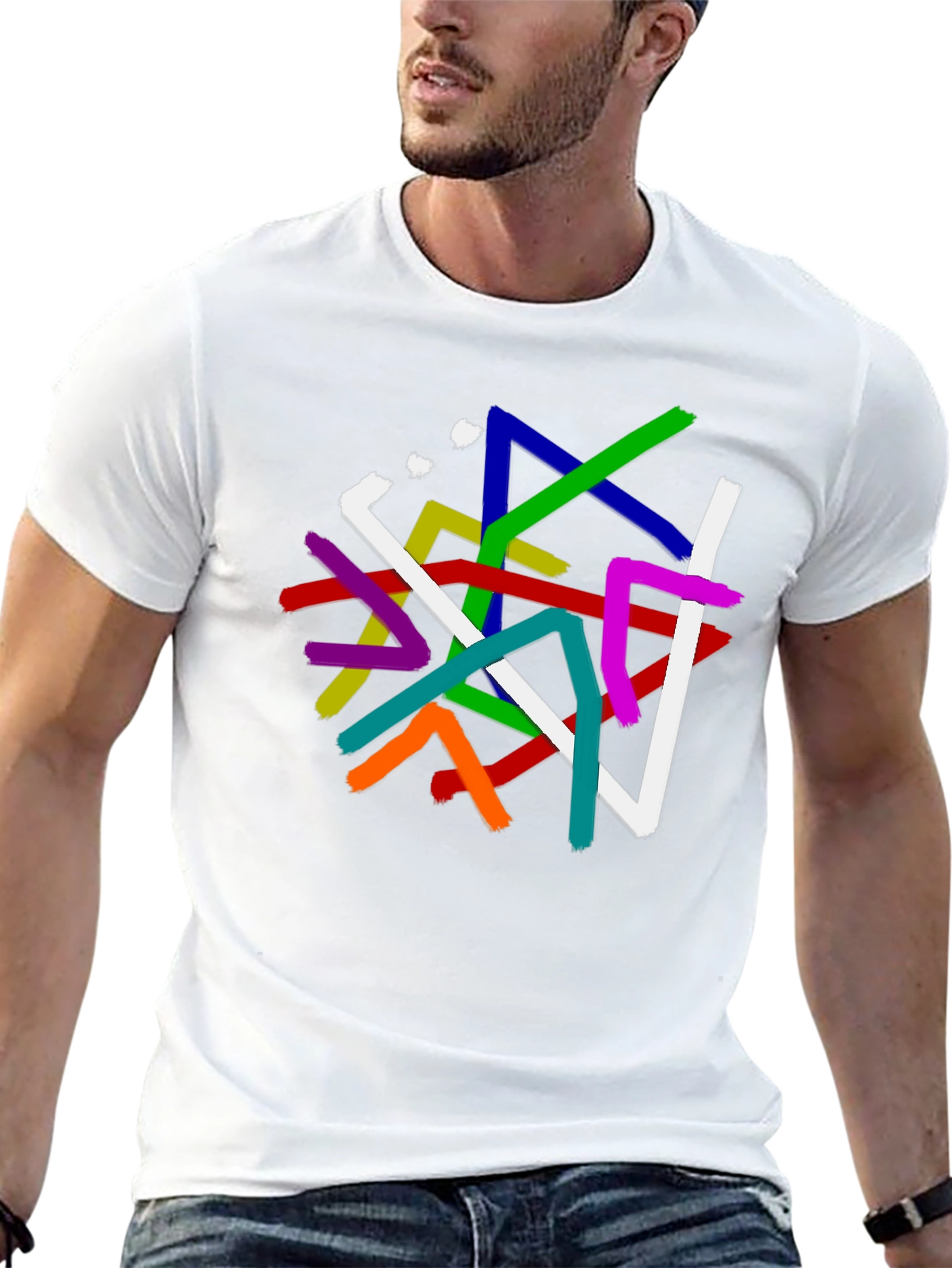 Abstract Line Art Graphic Print Black T-Shirt