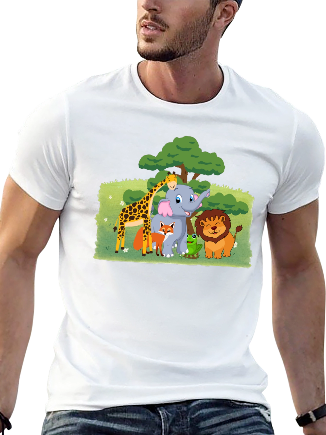 Fun Animal Cartoon Graphic T-Shirt