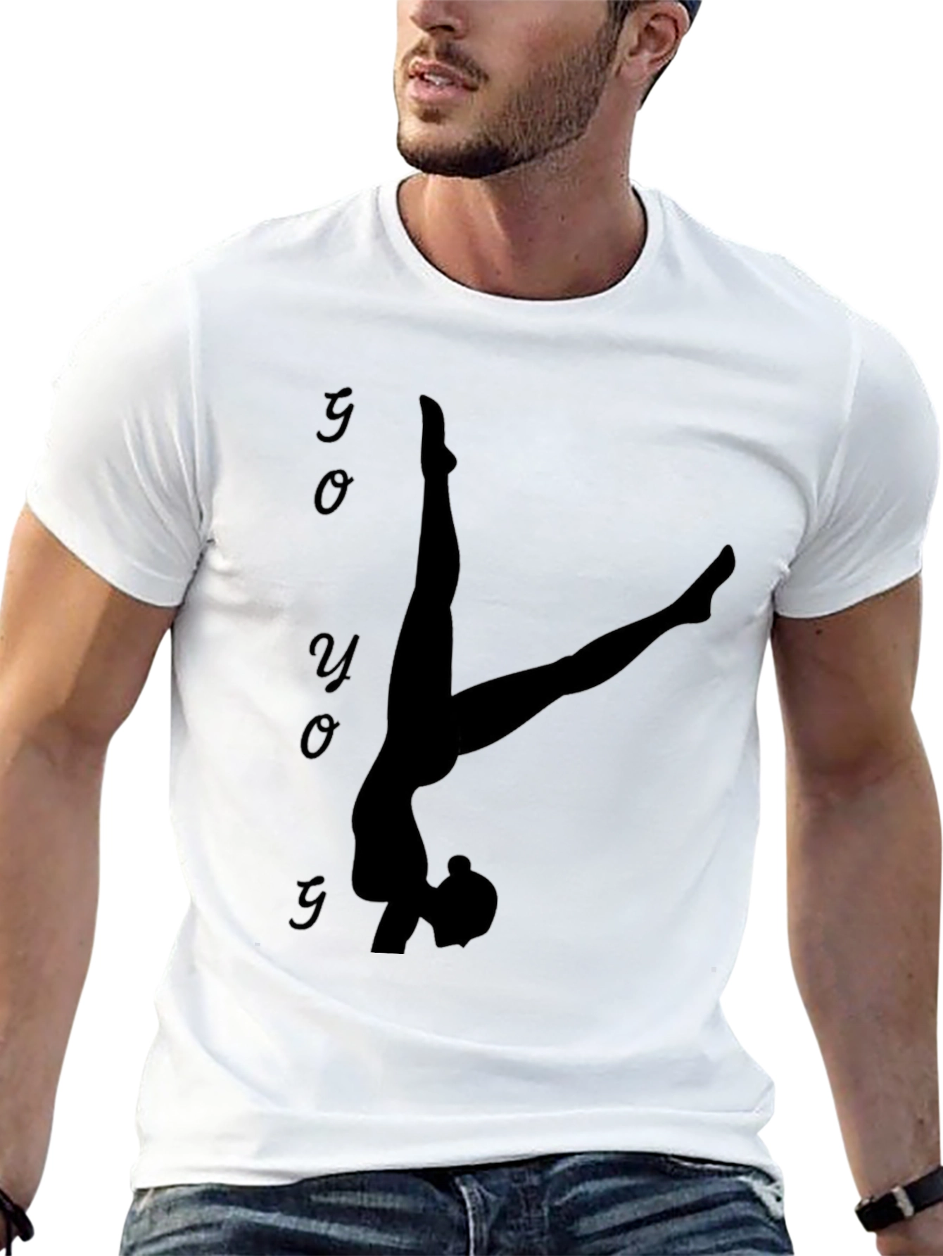 Yoga Silhouette Graphic Tee - Black Cotton Blend