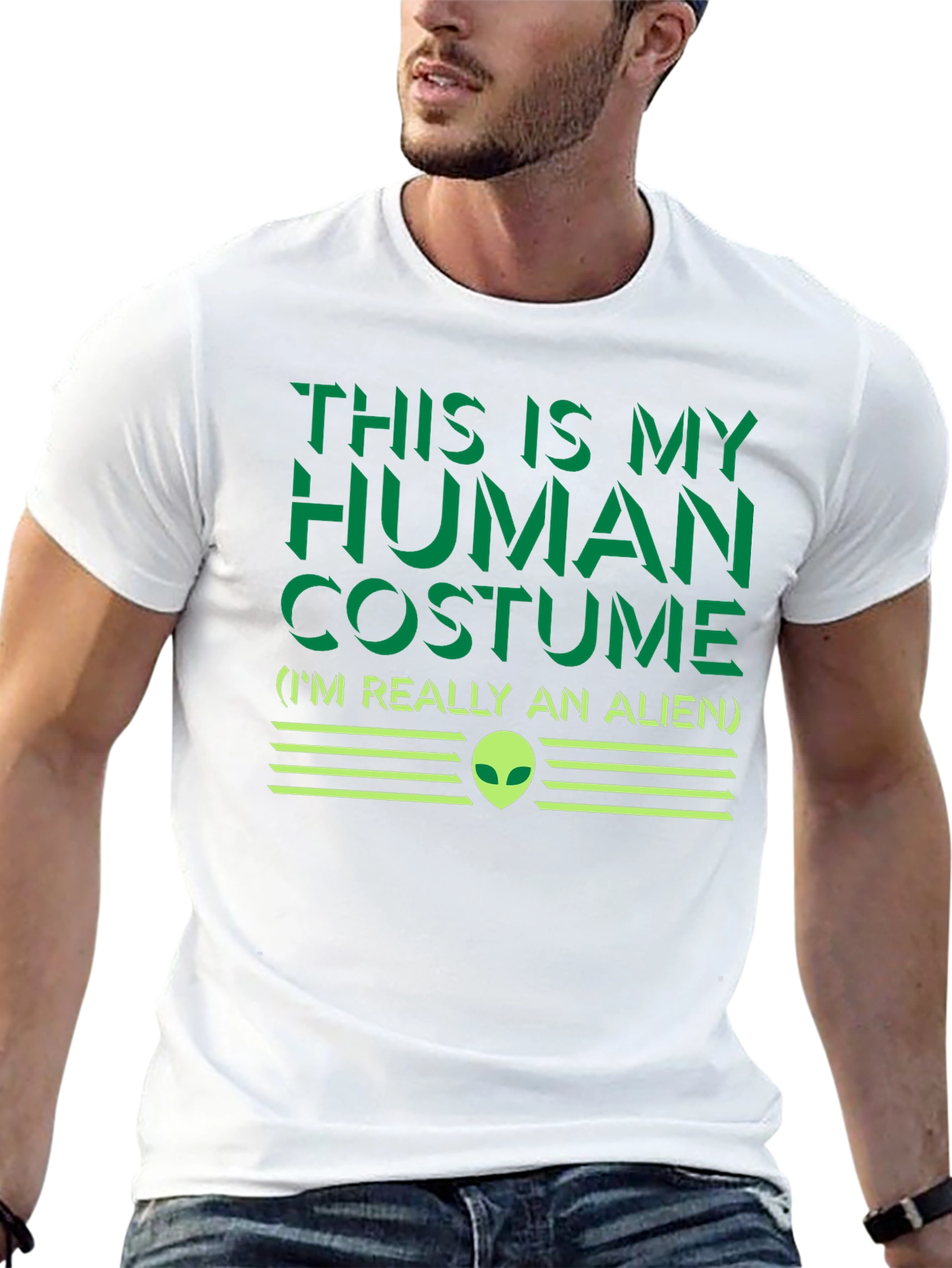 Human Costume Alien T-Shirt - Funny Sci-Fi Graphic Tee