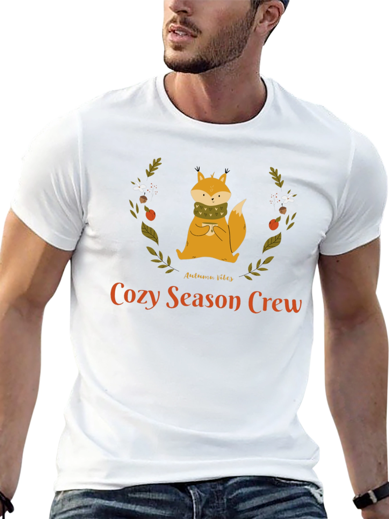 Cozy Season Crew Autumn Fox Graphic T-Shirt