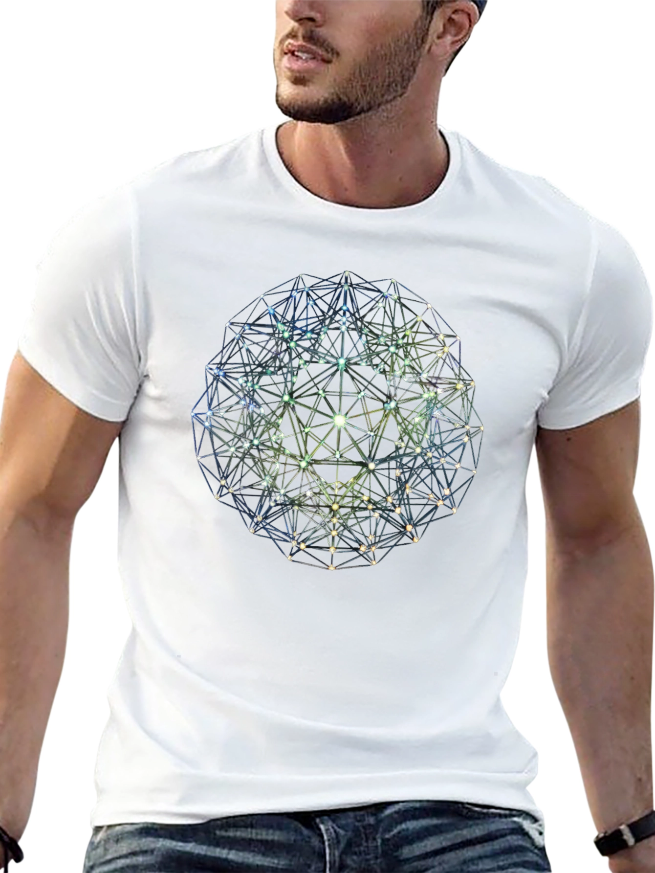 Geometric Sphere Graphic Tee - Modern Design