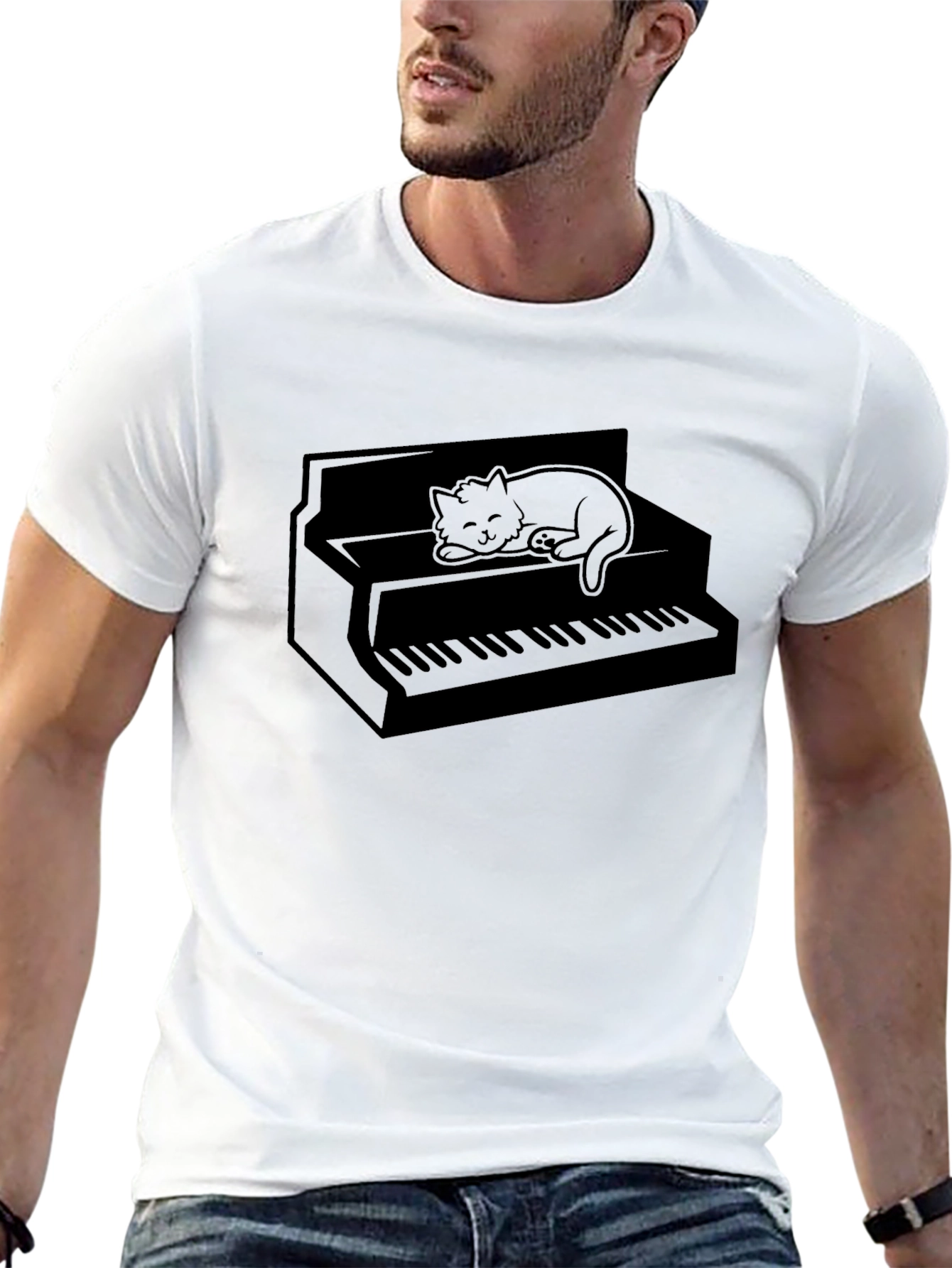 Cat Nap Piano T-Shirt - Cute Music Lover Tee