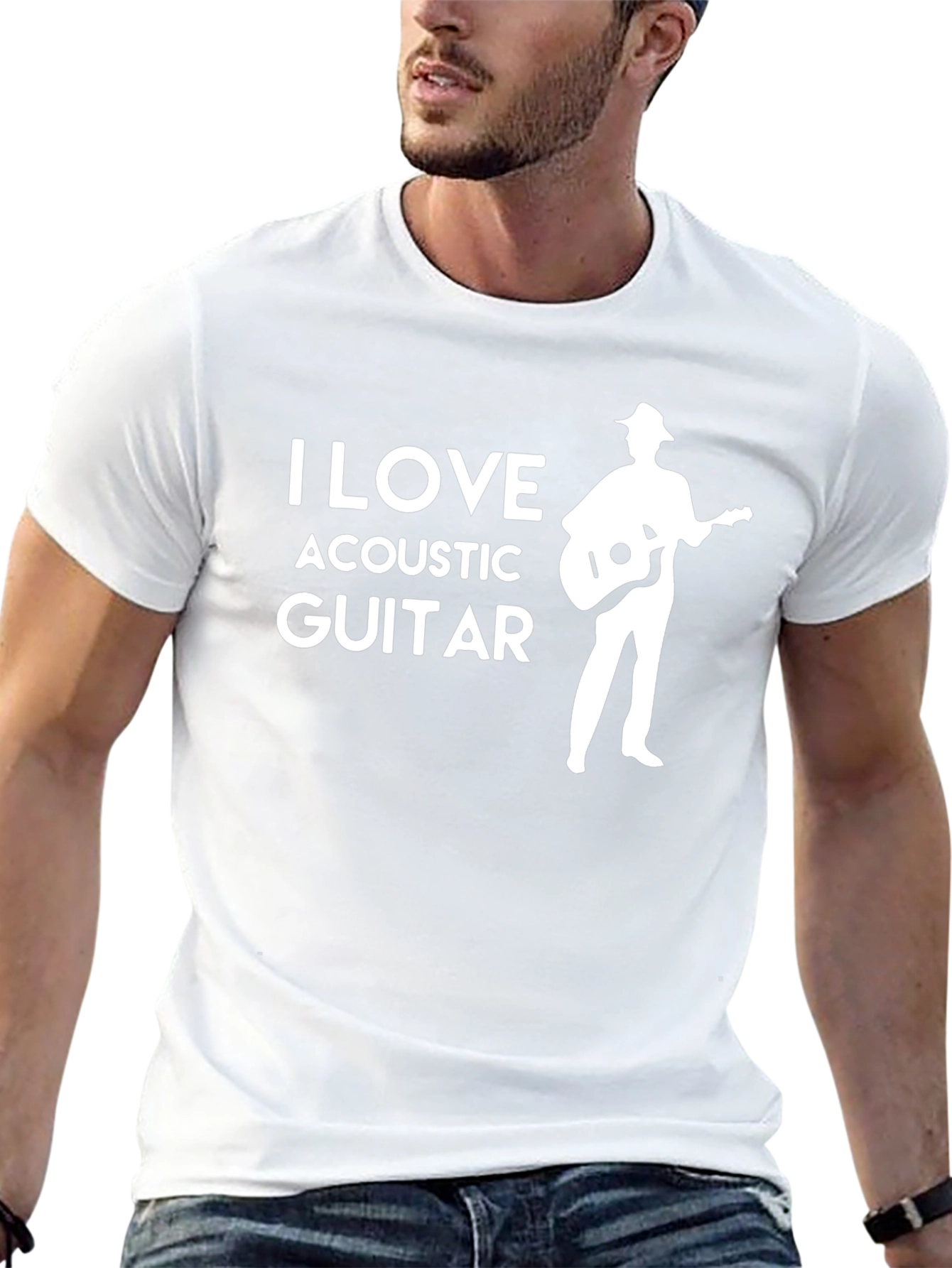 I Love Acoustic Guitar T-Shirt - Musician Apparel