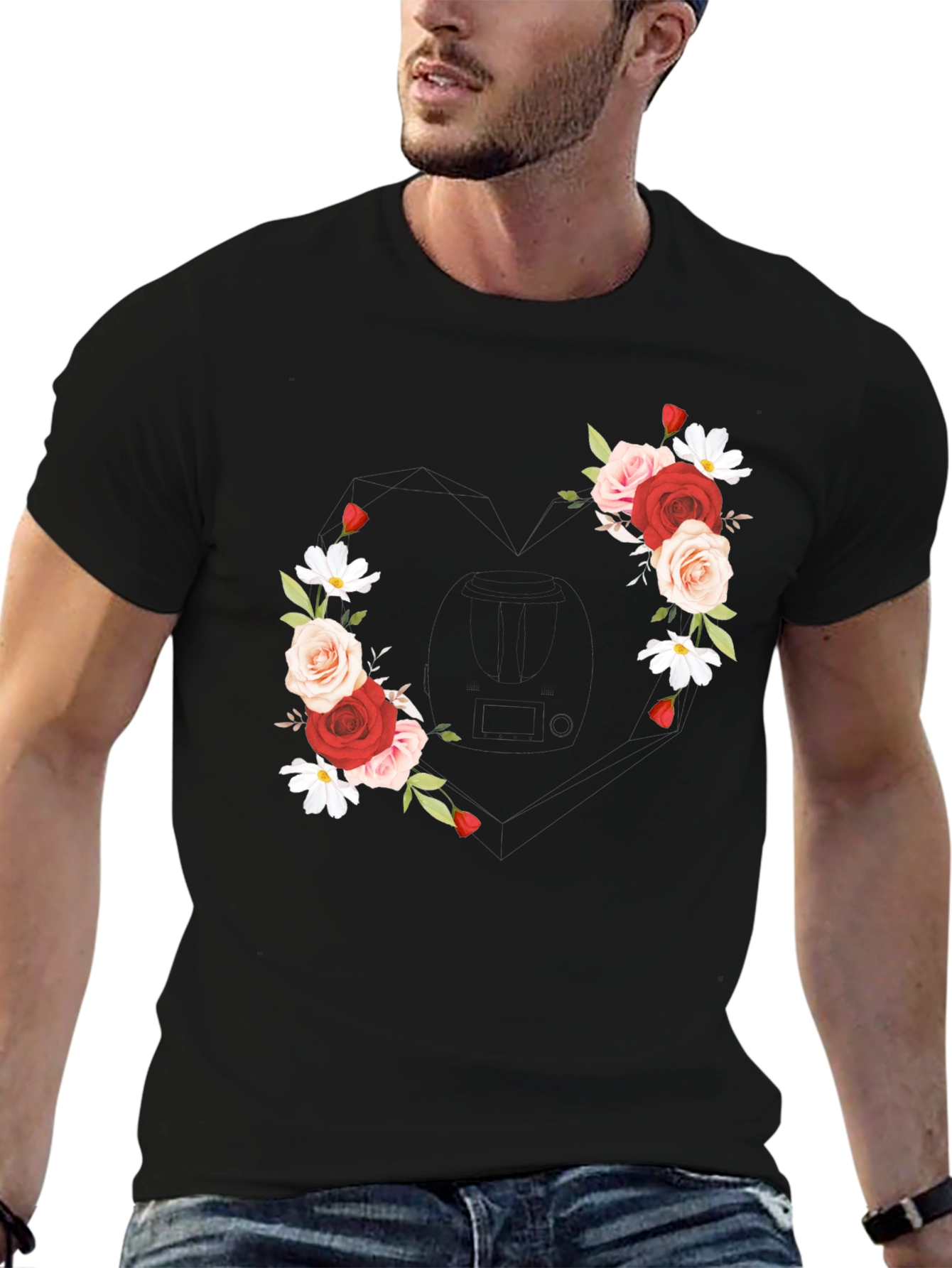 Floral Heart Tee - Romantic Graphic T-Shirt