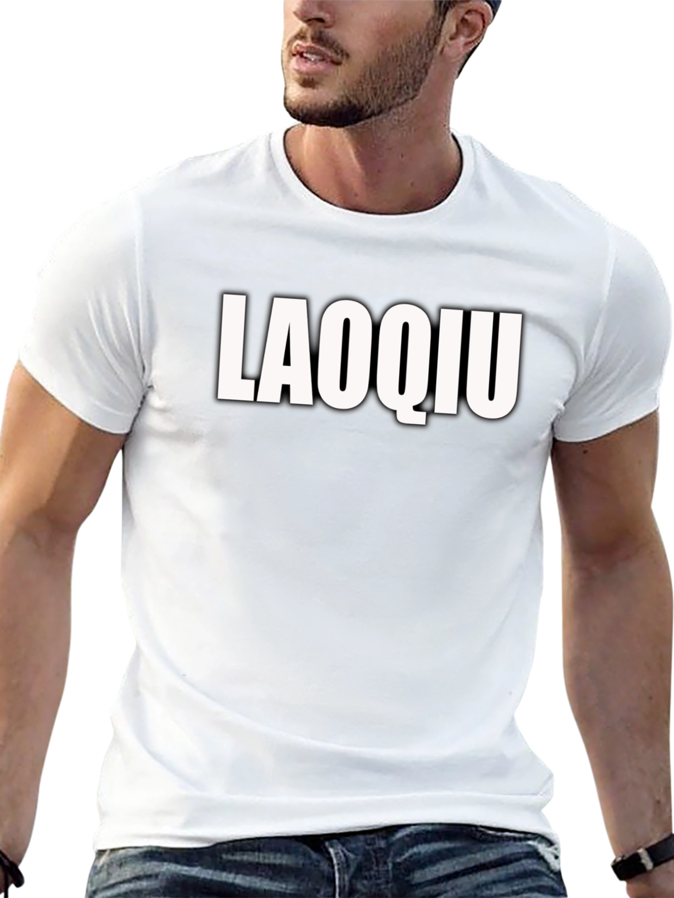 Laoqiu Graphic Tee - Trendy Black Cotton T-Shirt