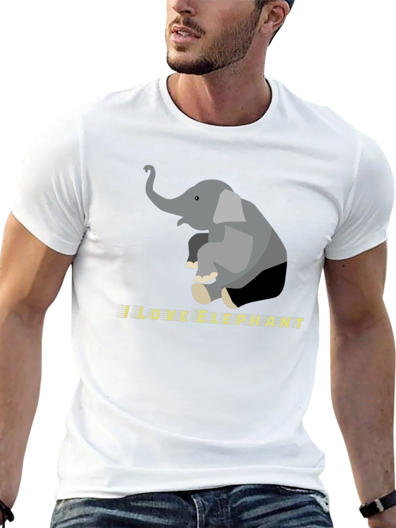 I Love Elephants Graphic Tee - Black Cotton Blend