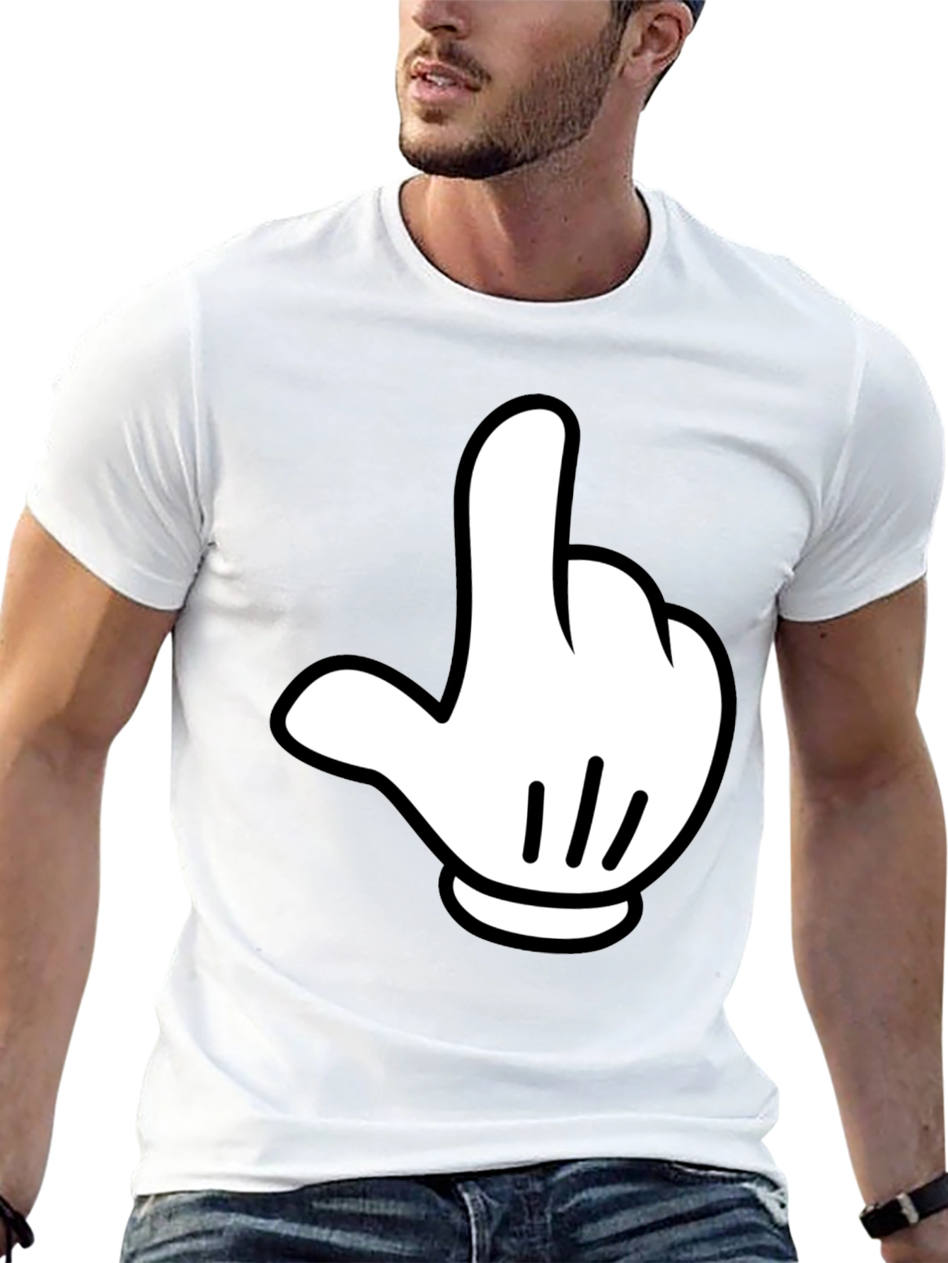 Funny Cartoon Hand Graphic Black T-Shirt