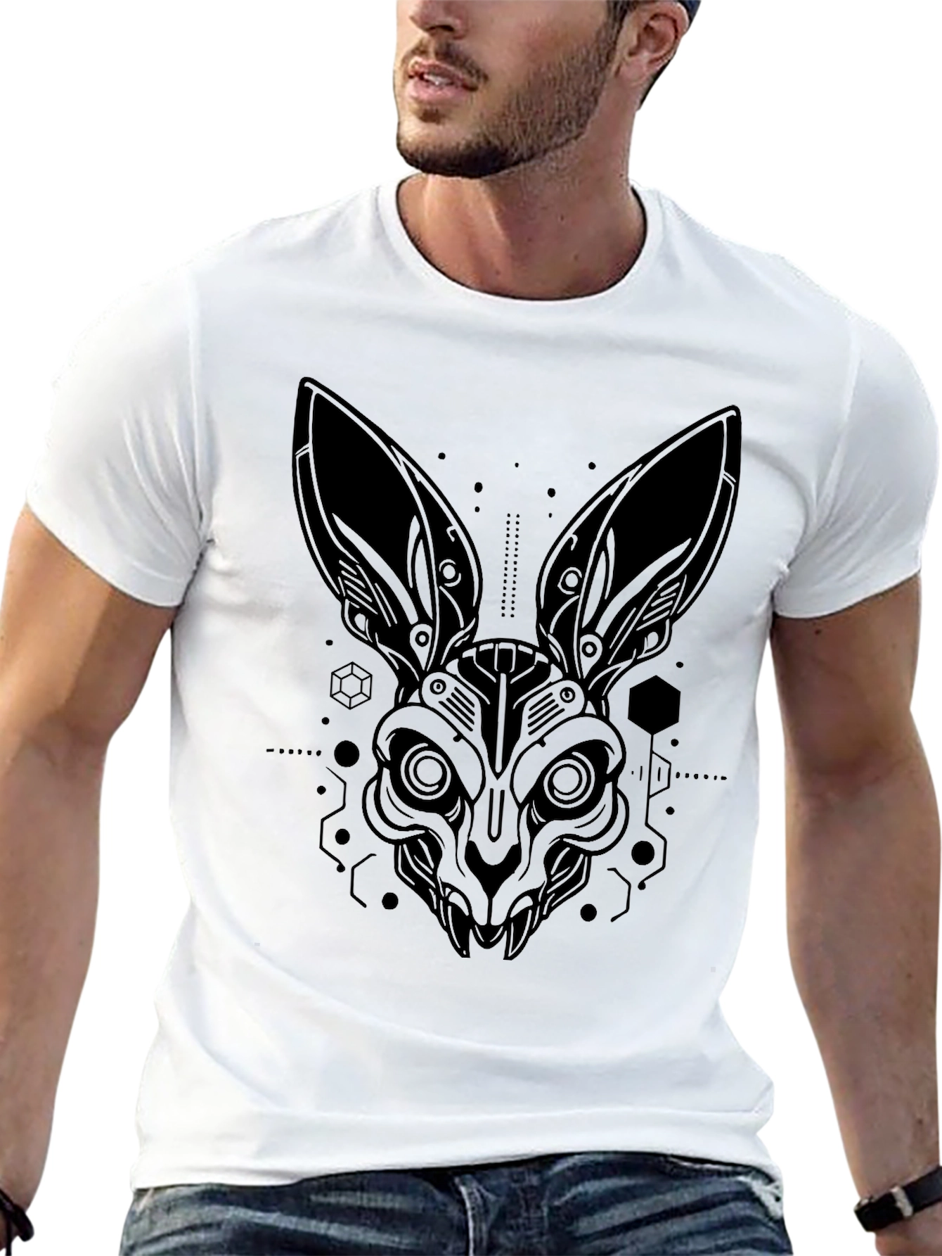 Cyberpunk Rabbit Graphic Tee - Stylish Black T-Shirt