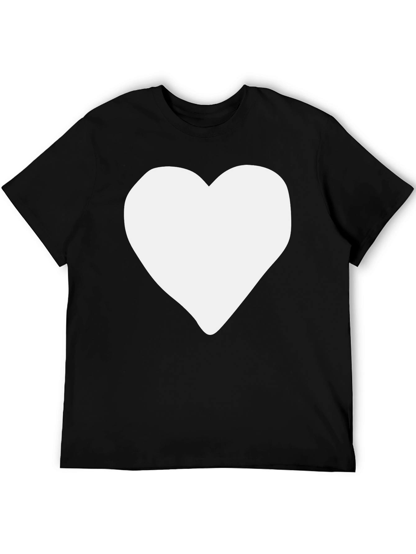 Heart Graphic Tee - Black Cotton Casual Shirt