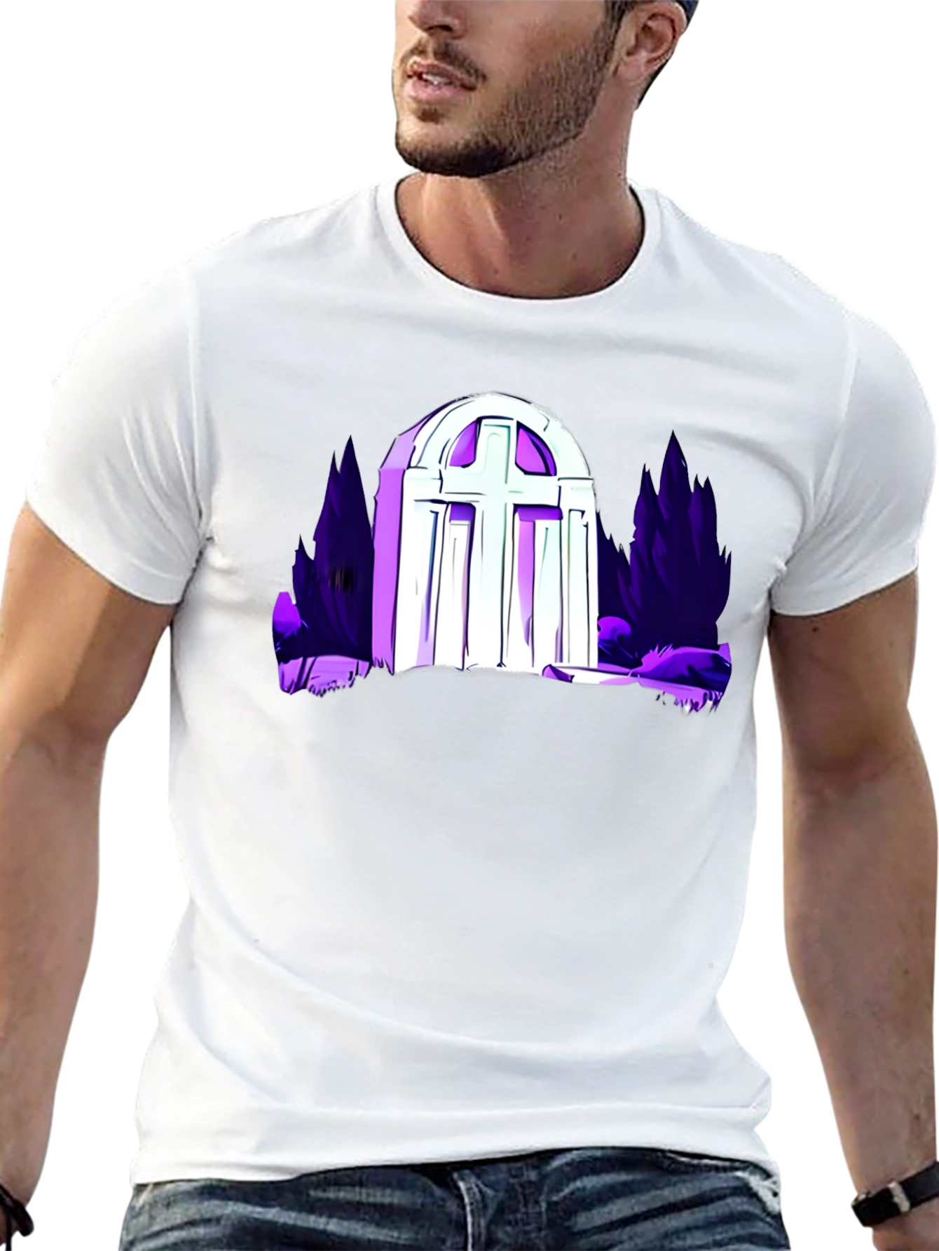 Gothic Graveyard Graphic Tee - Black