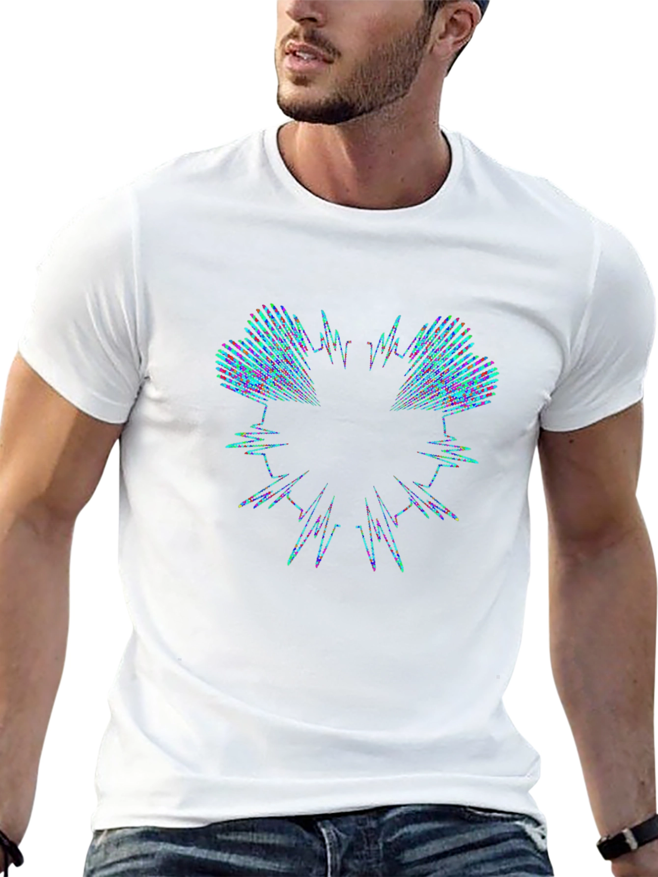 Abstract Waveform Graphic Black T-Shirt