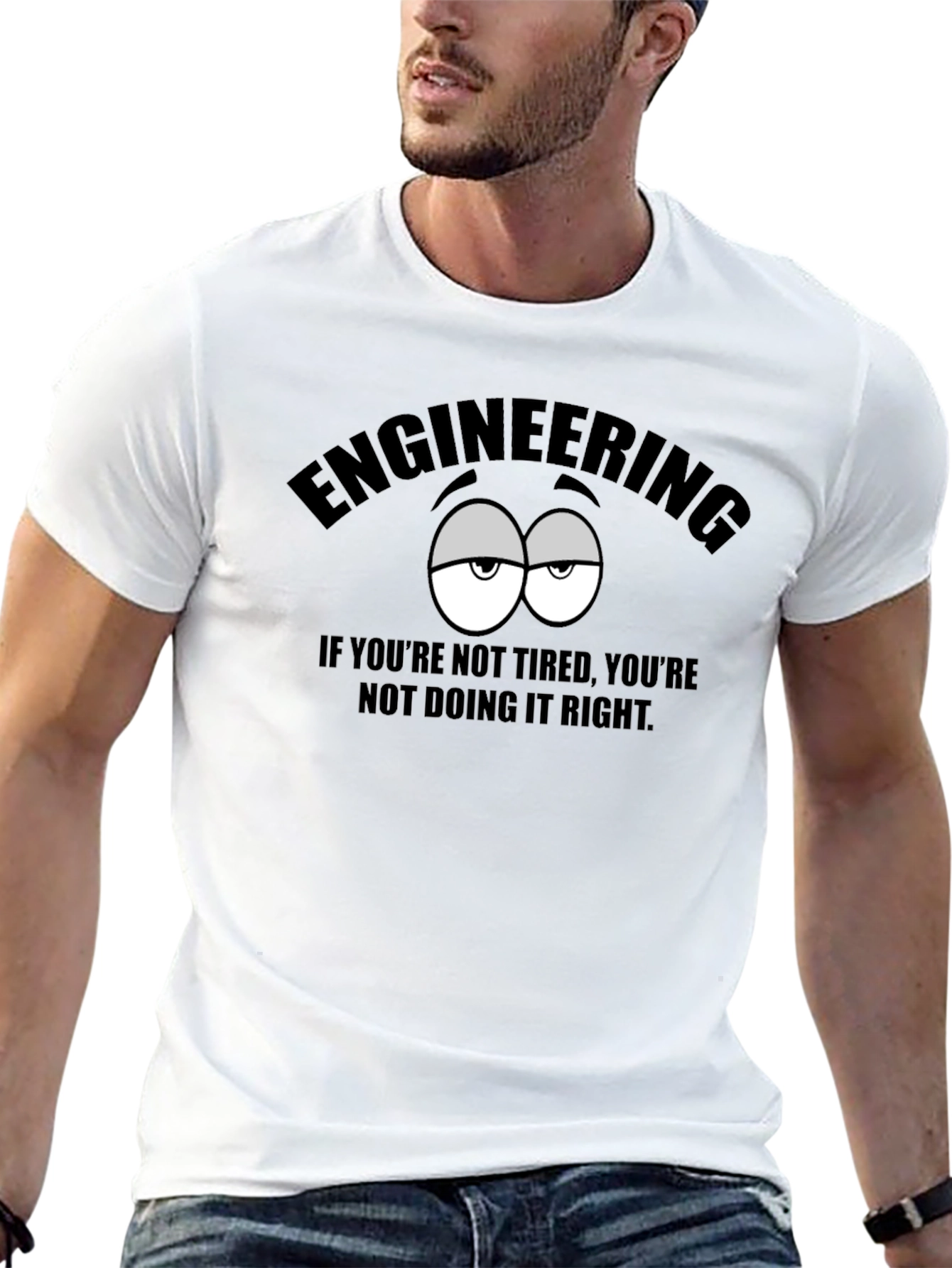 Engineering Tired Eyes Graphic Tee - Black Cotton Blend