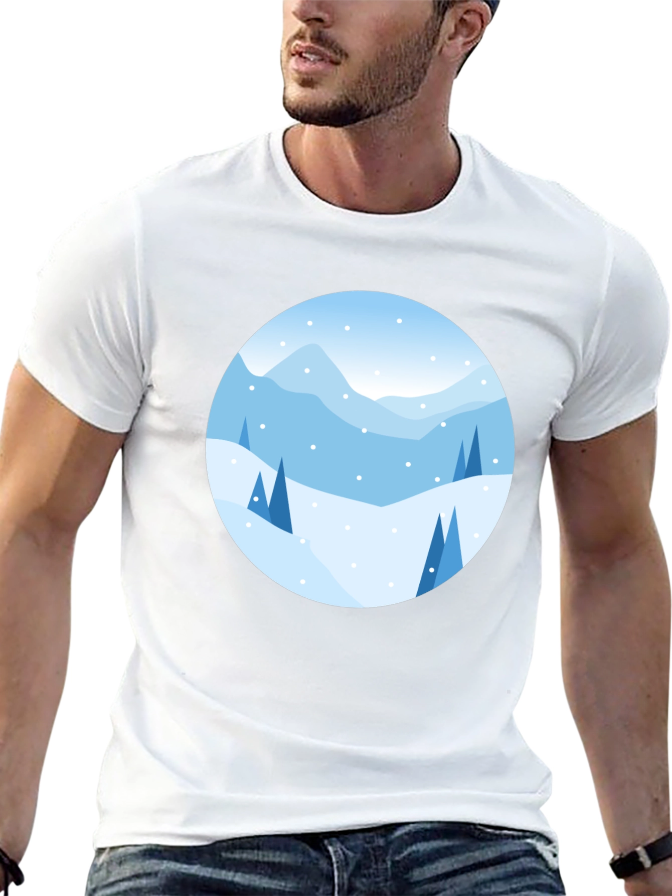 Winter Landscape Graphic Tee - Soft Black Cotton