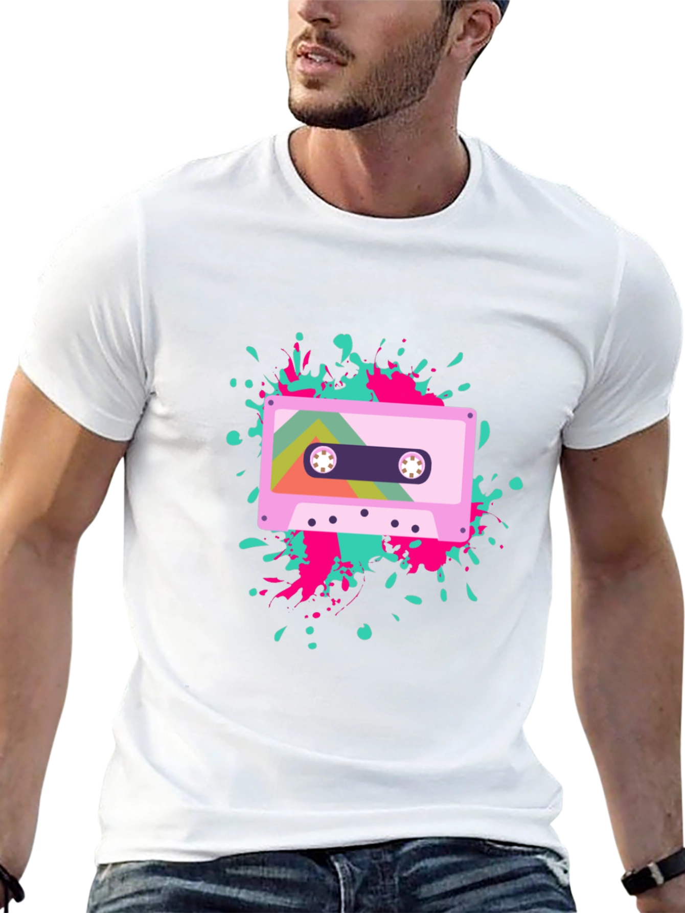 Retro Cassette Tape Graphic Tee - Black