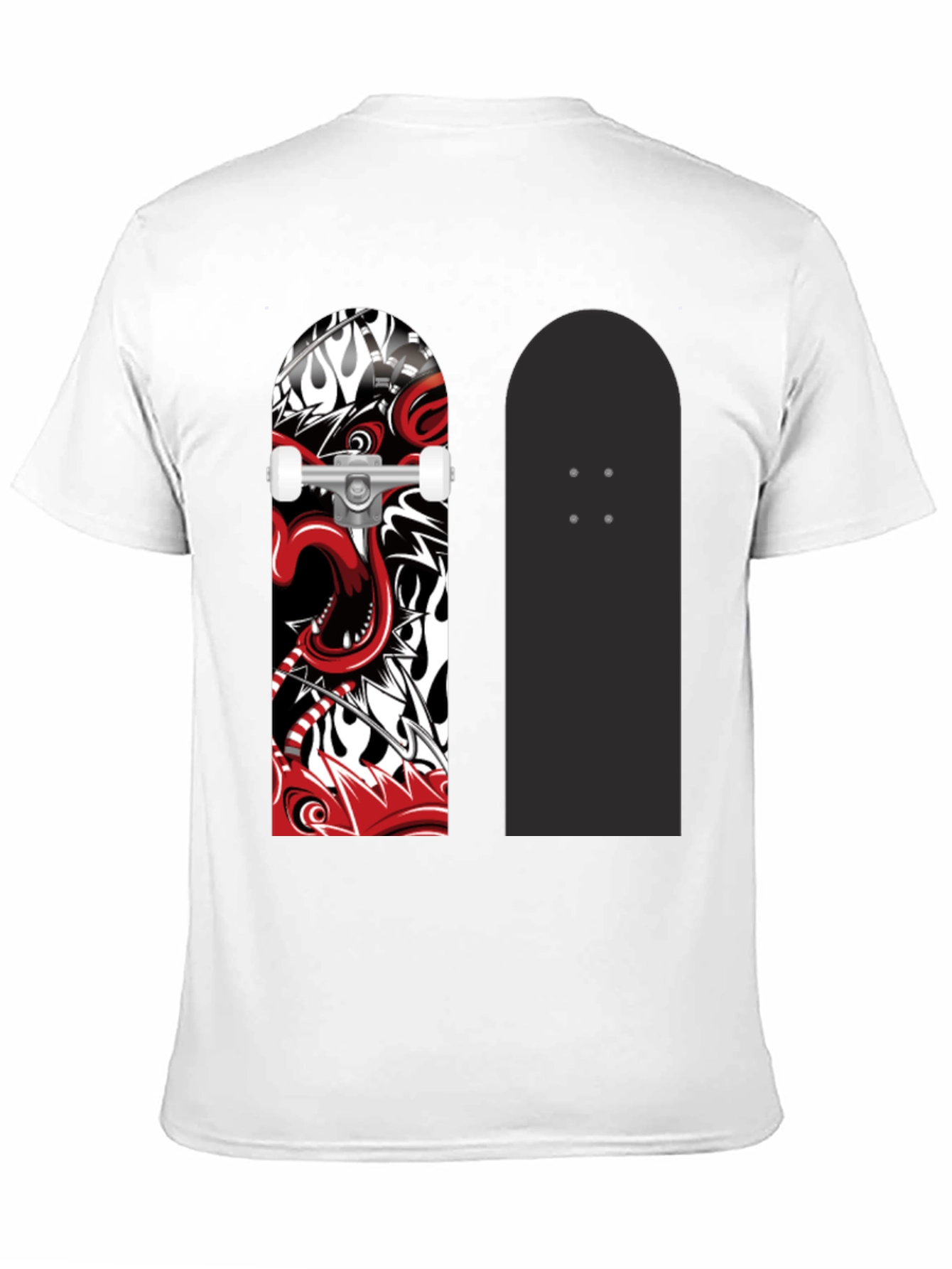 Skateboard Graphic Print Black T-Shirt