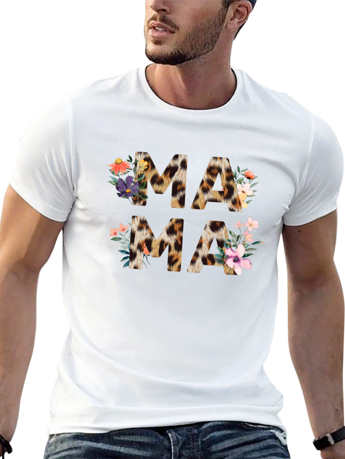 Leopard Print Floral Mama T-Shirt