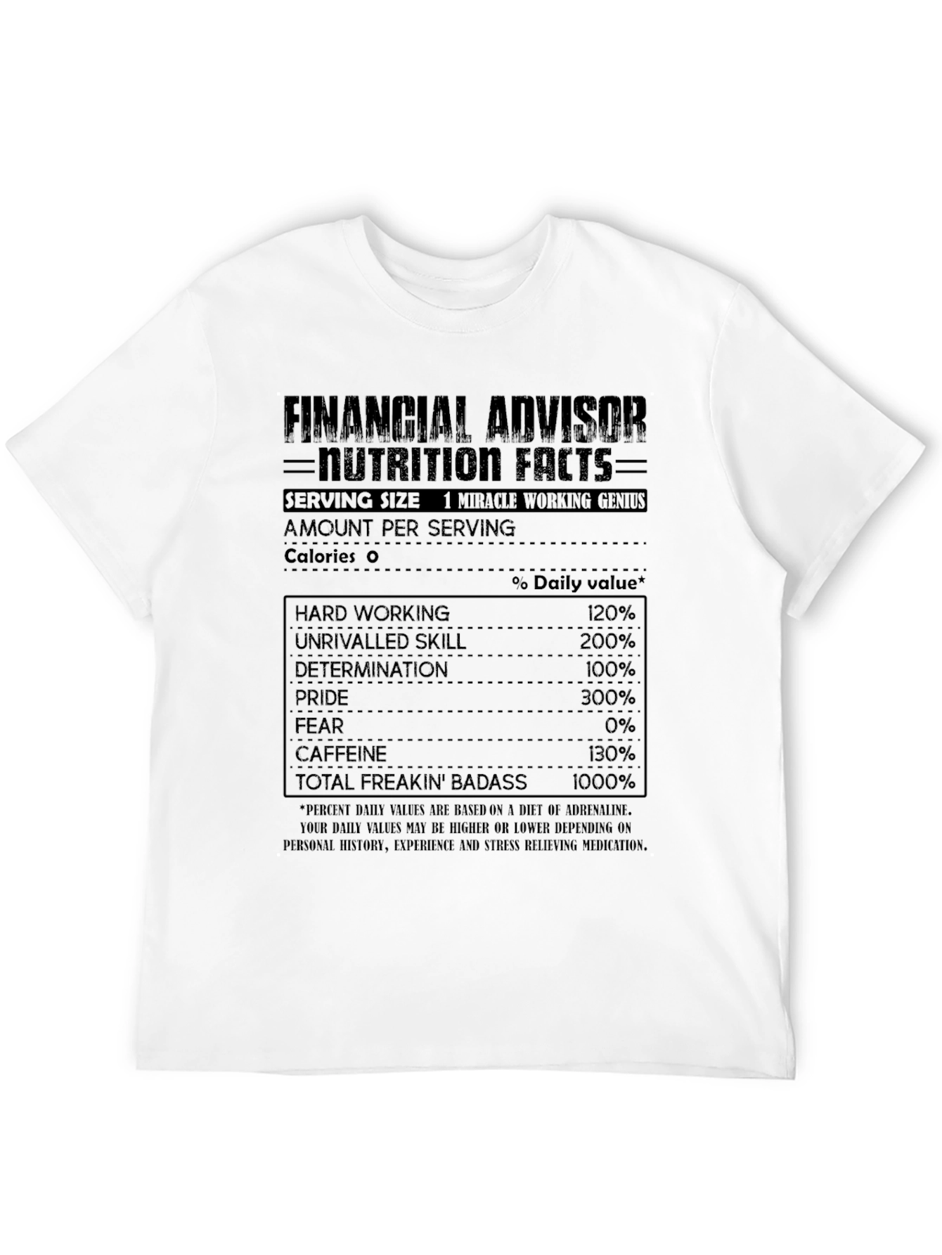 Financial Advisor Nutrition Facts T-Shirt