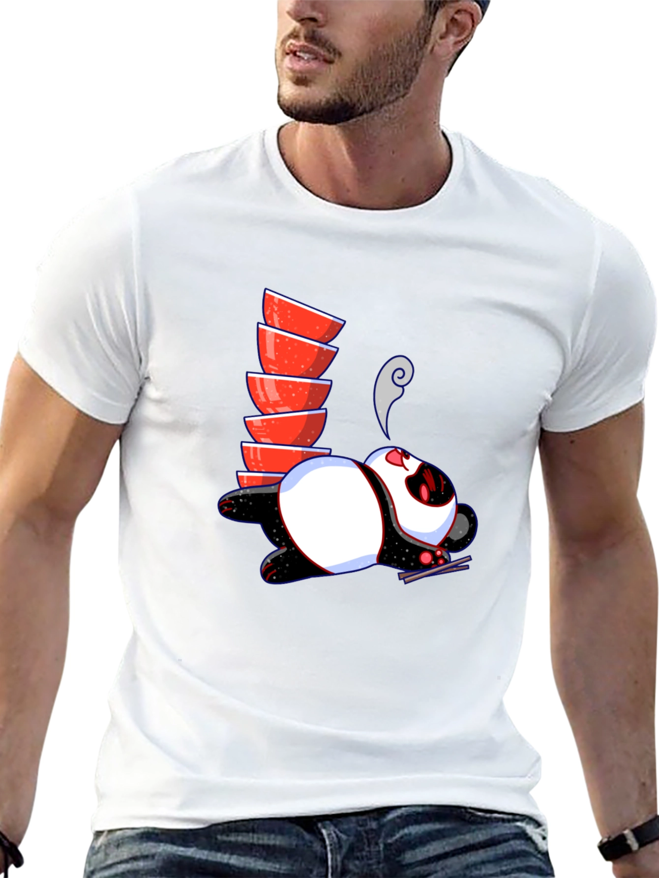 Noodle Lover Panda Graphic Tee - Black