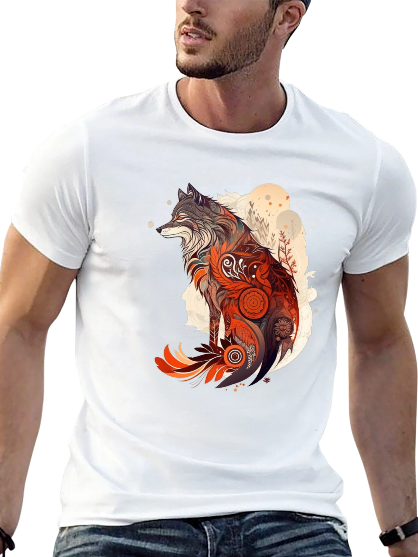 Wolf Graphic Print T-Shirt - Artistic Design