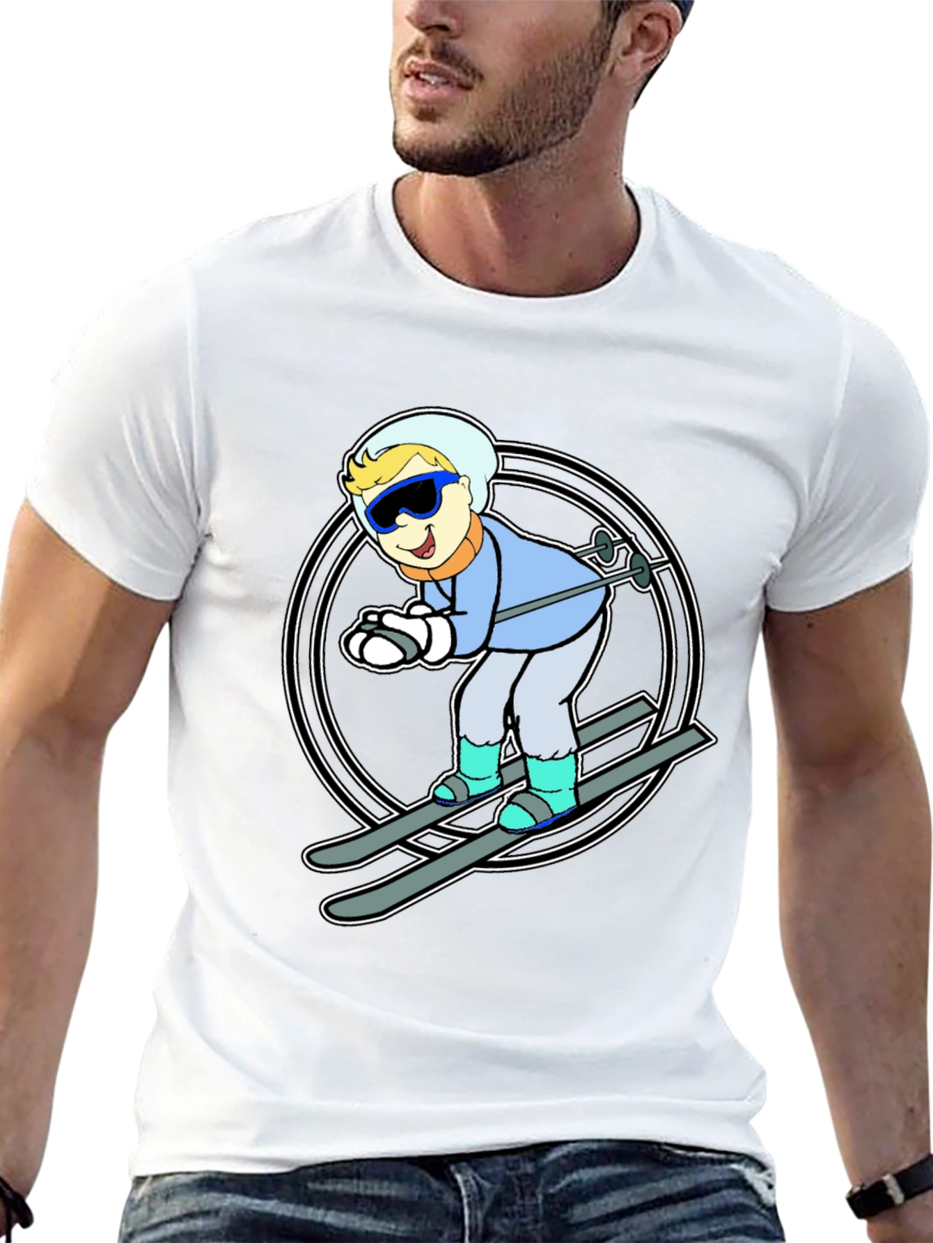 Skier Graphic T-Shirt - Fun Winter Sports Tee