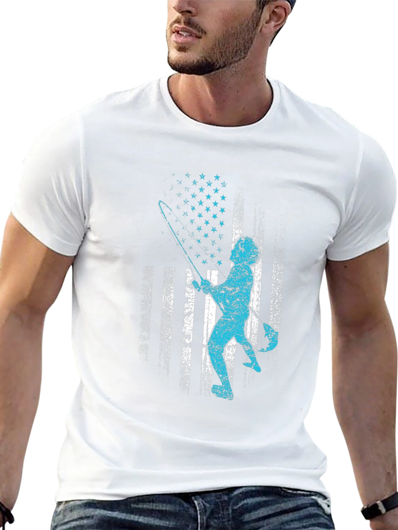 Fishing American Flag Graphic Tee