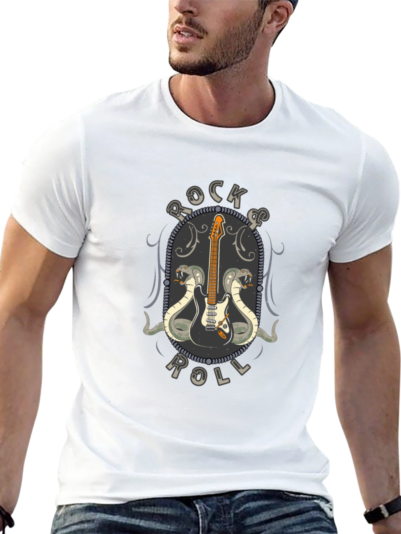 Rock & Roll Guitar Cobra Graphic T-Shirt