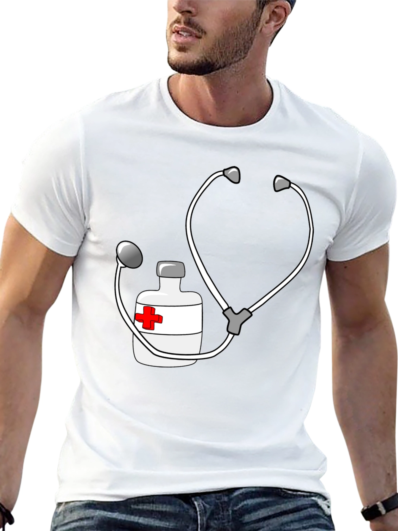 Novelty Nurse/Doctor Stethoscope & Medicine T-Shirt
