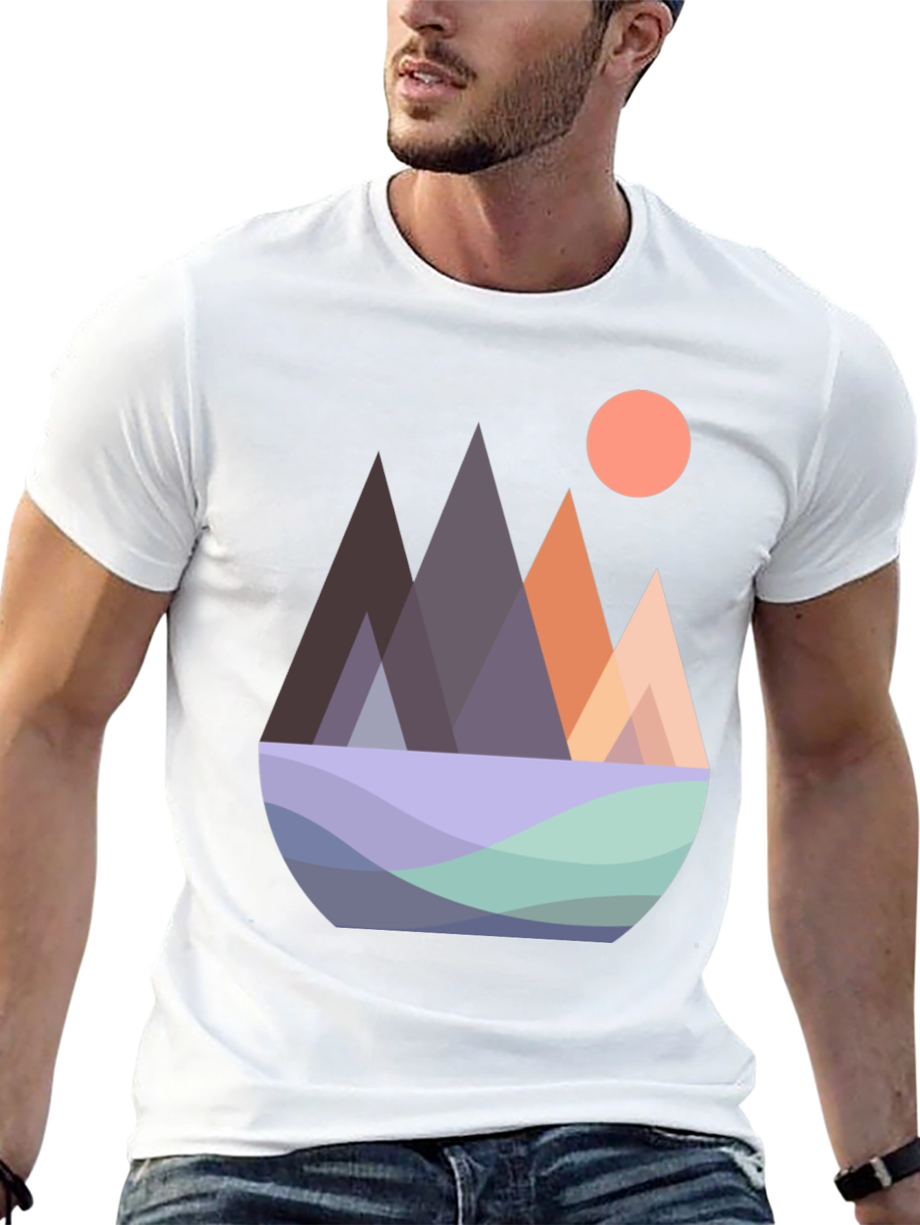 Geometric Mountain Graphic Tee - Modern Design