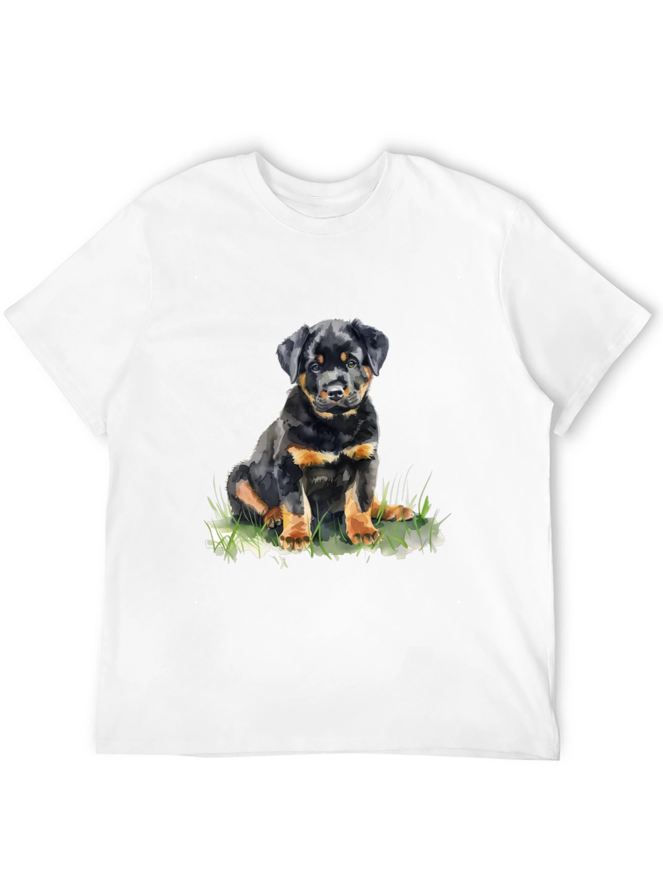 Rottweiler Puppy Graphic Tee - Black Cotton T-Shirt
