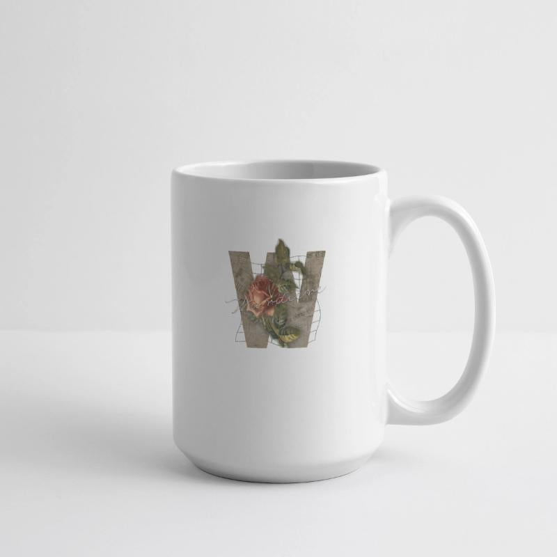 Black Brown Vintage Rose Initial