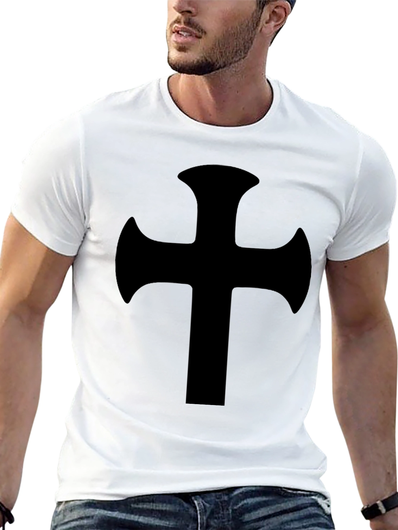 Black T-Shirt with Maltese Cross