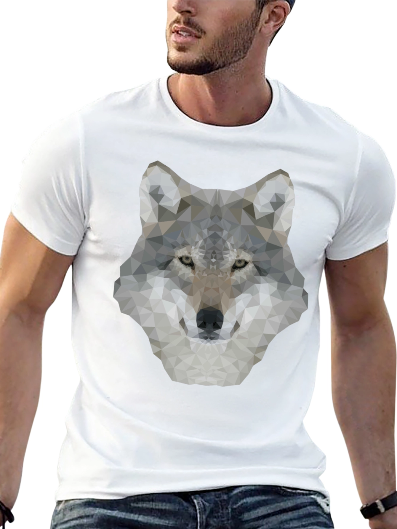 Geometric Wolf Graphic Tee - Mens Black T-Shirt