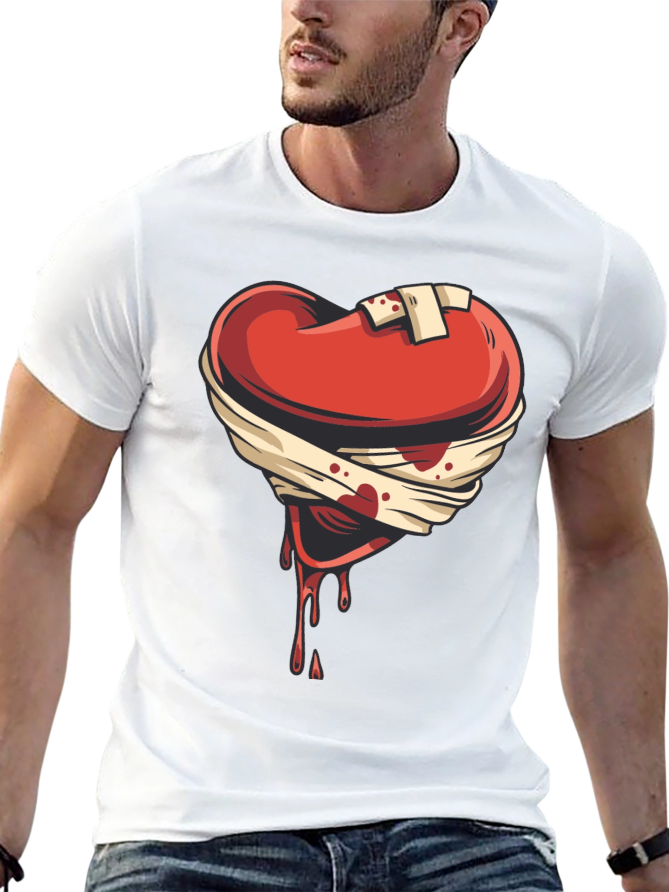 Wounded Heart Graphic Tee - Emotional Expression