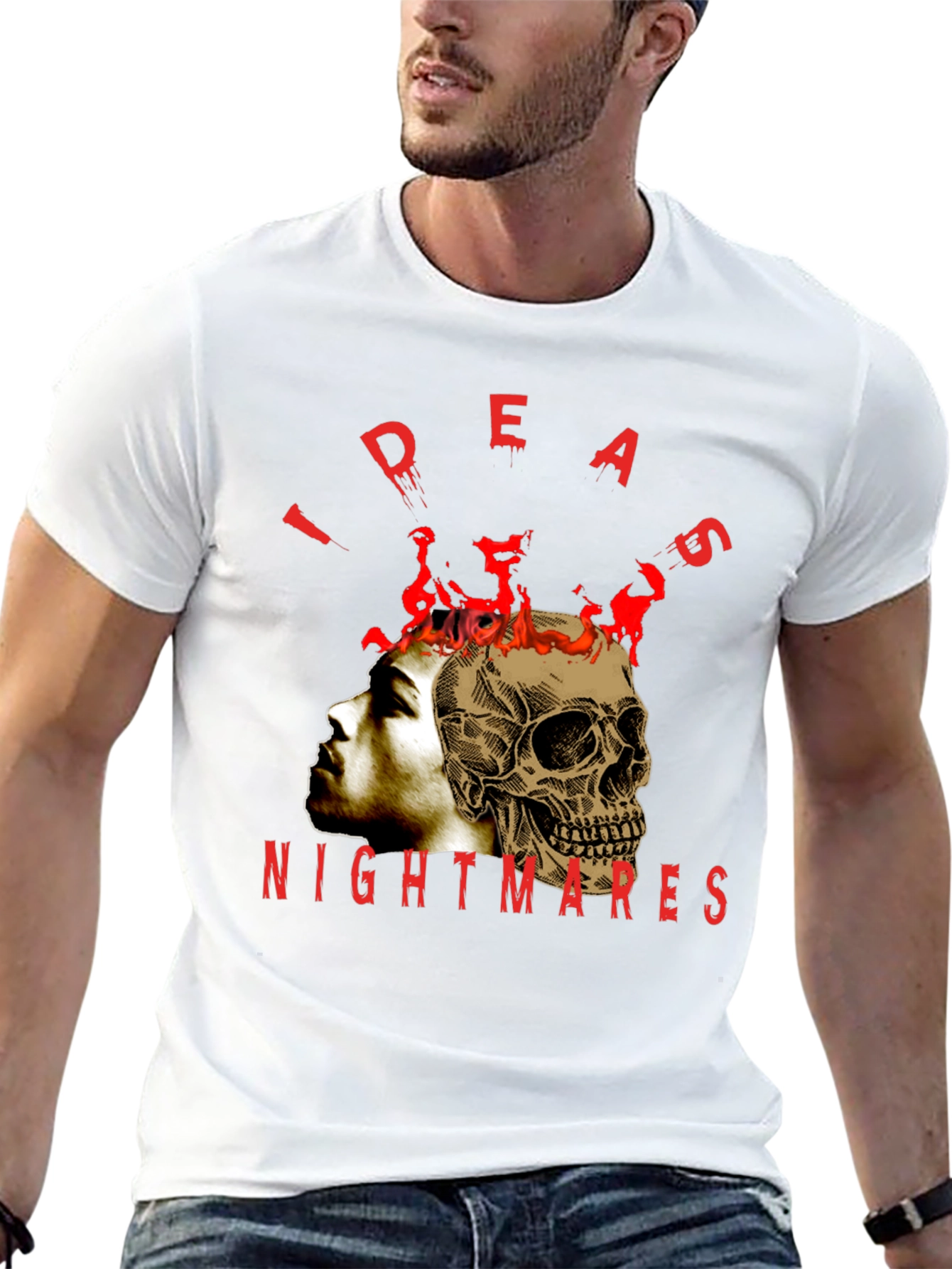 Ideas Nightmares Graphic T-Shirt - Skull Head Design
