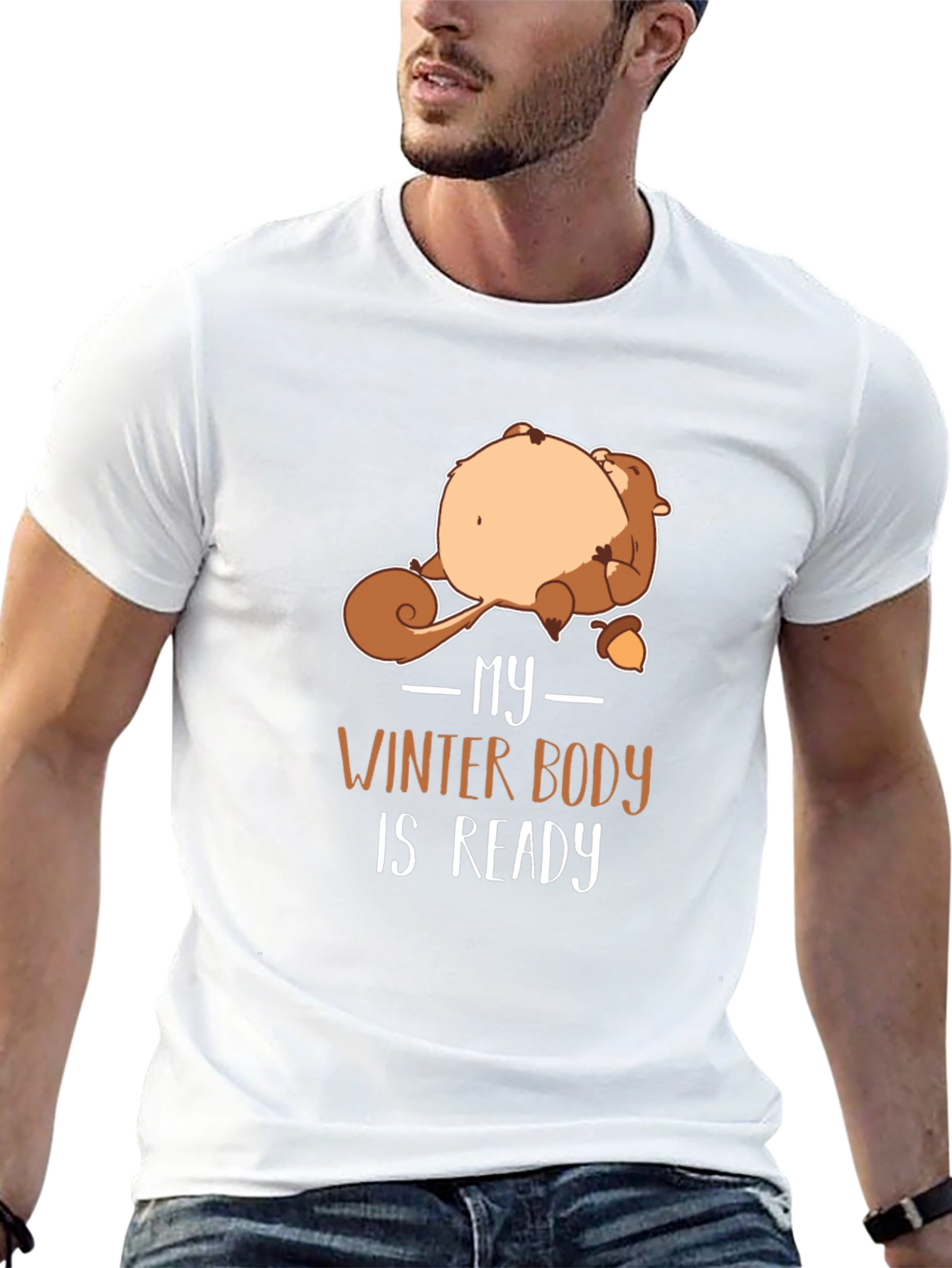 Funny Winter Body Ready Squirrel Graphic T-Shirt