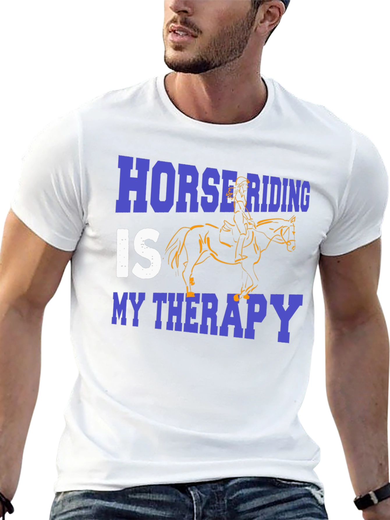 Horse Riding Therapy Black Graphic T-Shirt