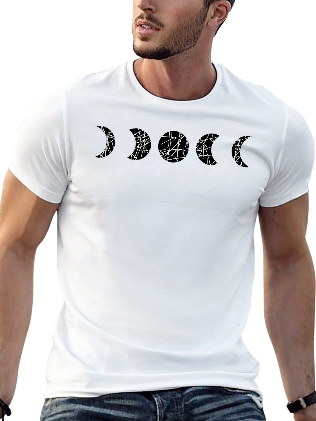 Abstract Moon Phases Black T-Shirt