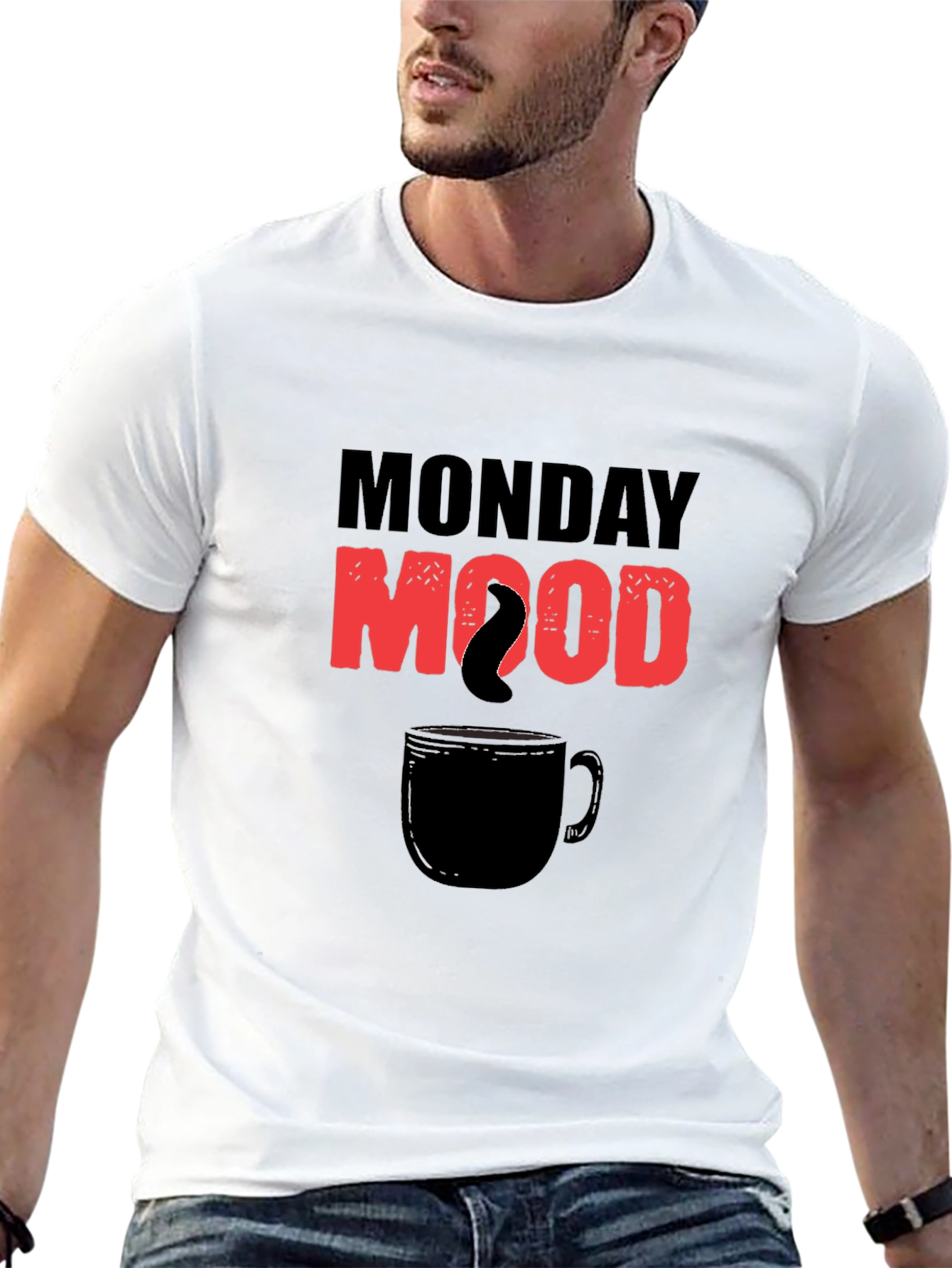 Monday Mood Coffee Graphic Tee - Black Cotton T-Shirt