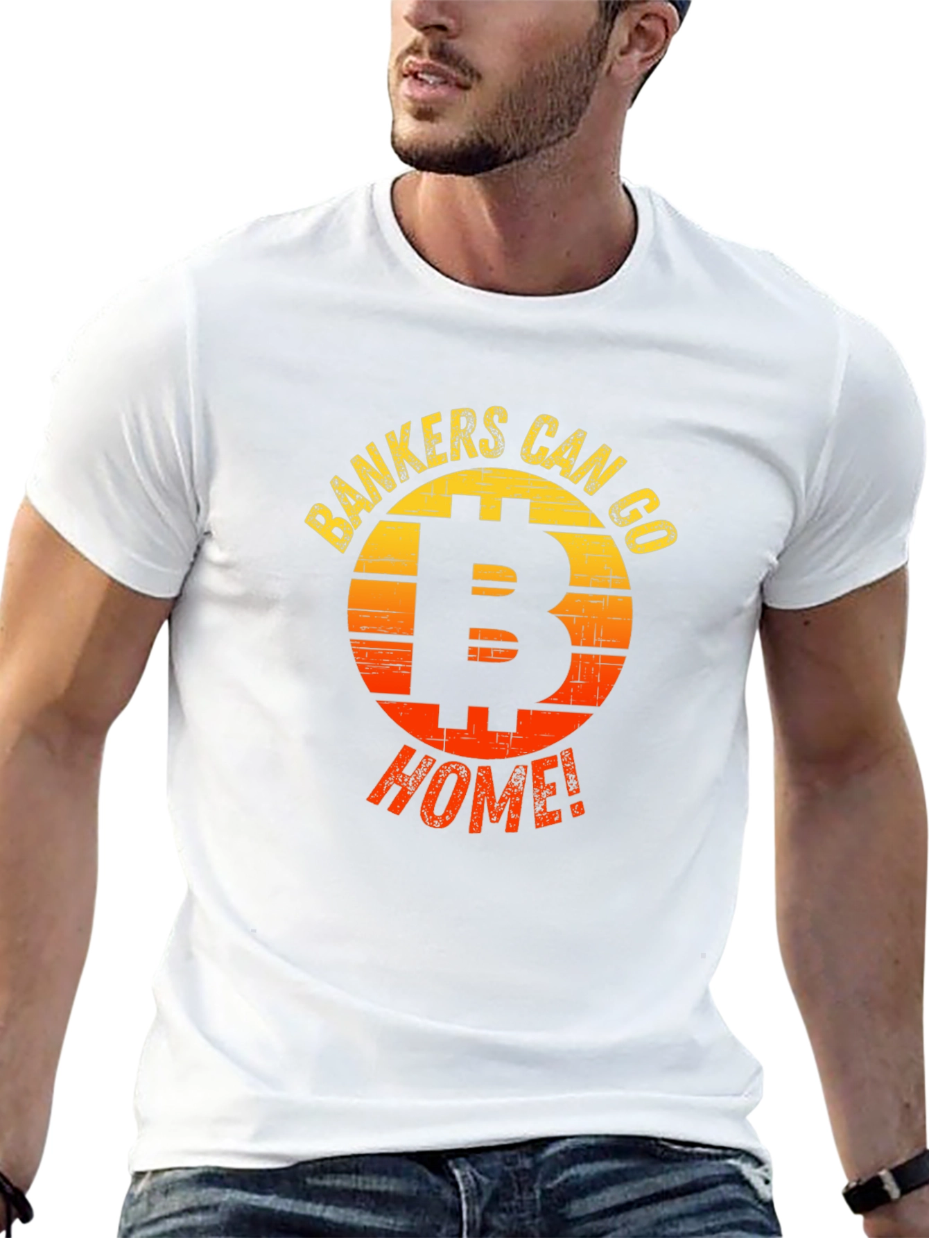 Bankers Can Go Home Bitcoin Graphic T-Shirt