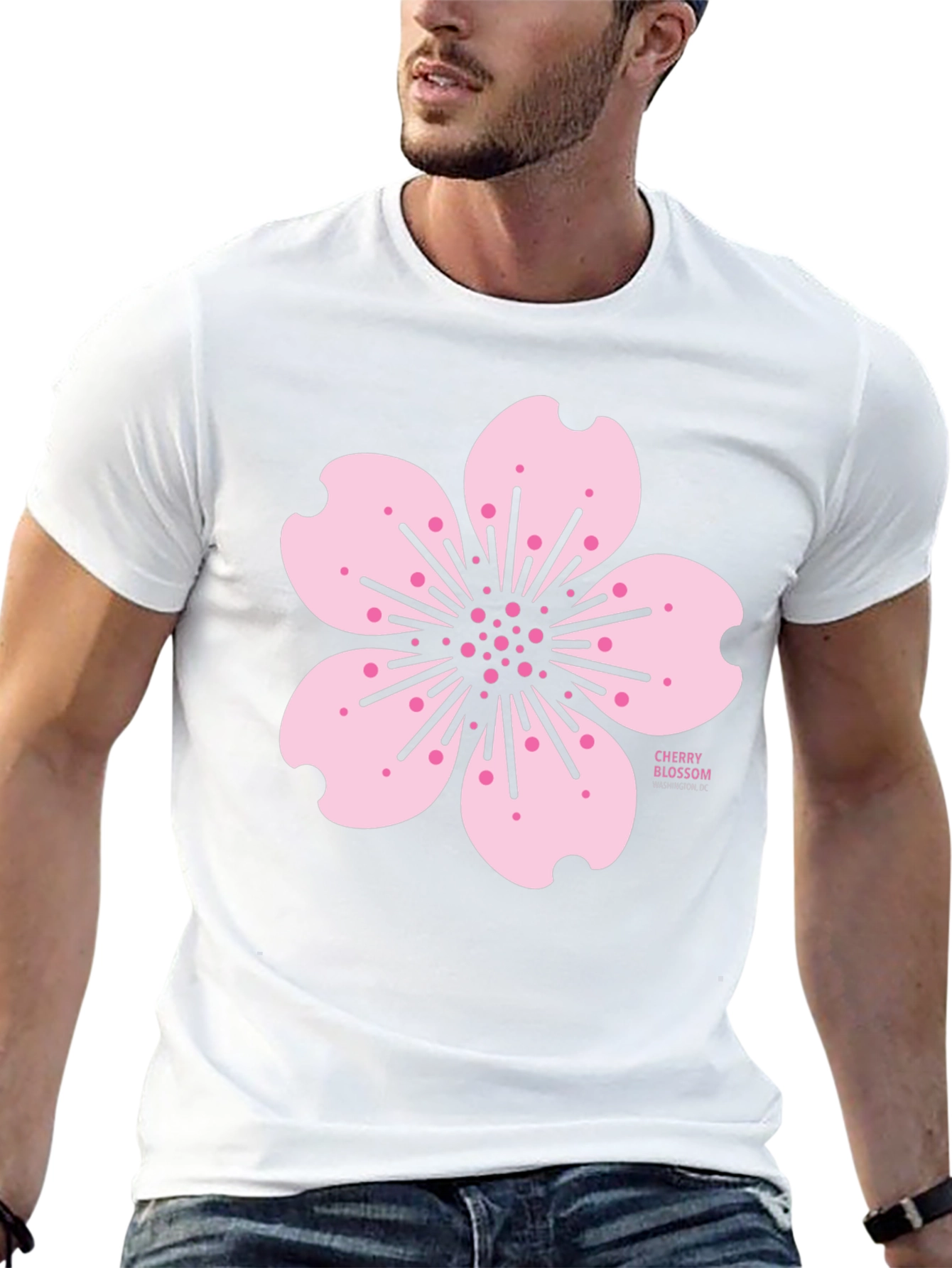 Cherry Blossom Graphic Tee - Black Cotton T-Shirt
