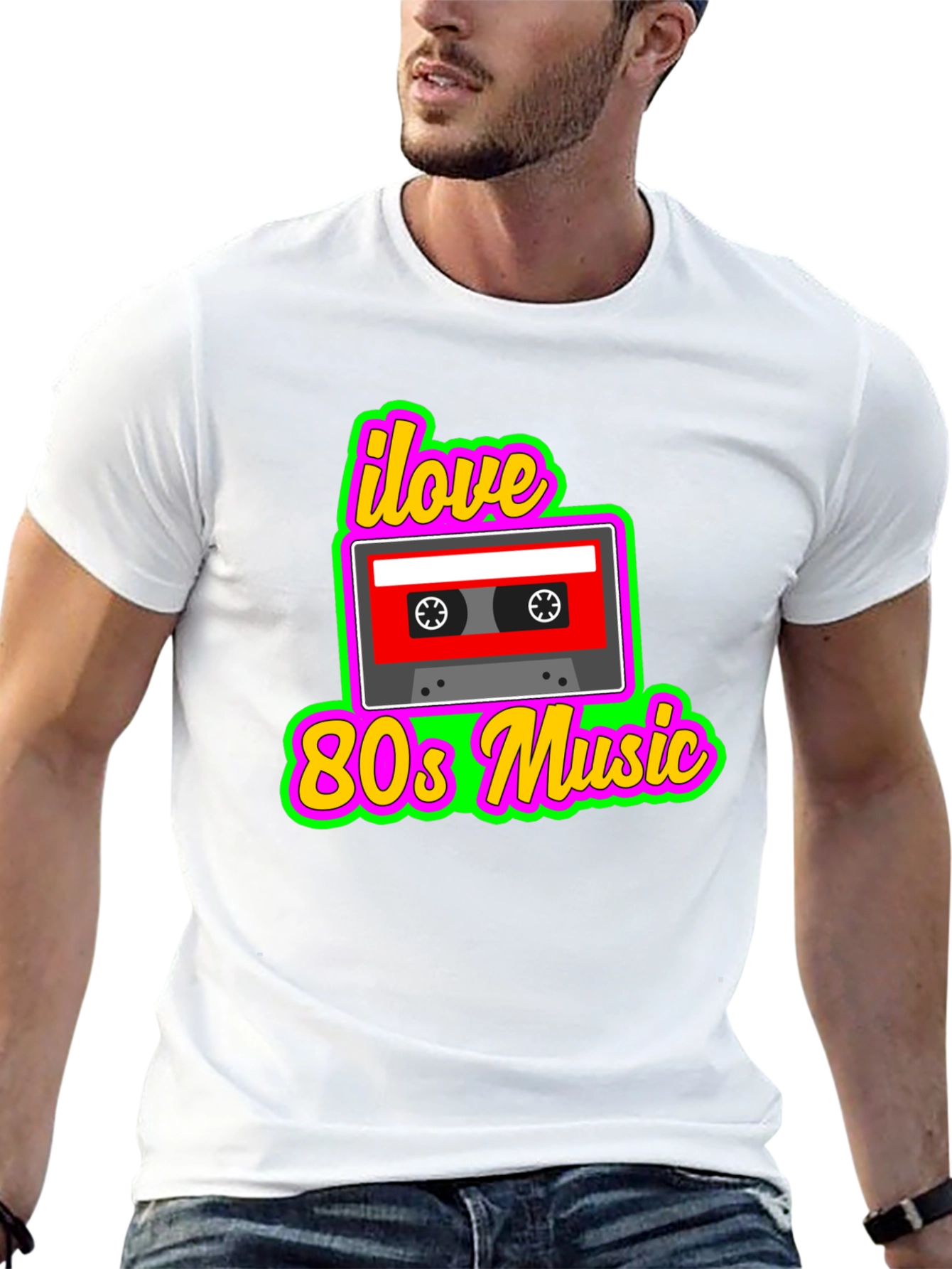 I Love 80s Music Cassette Tape Graphic T-Shirt