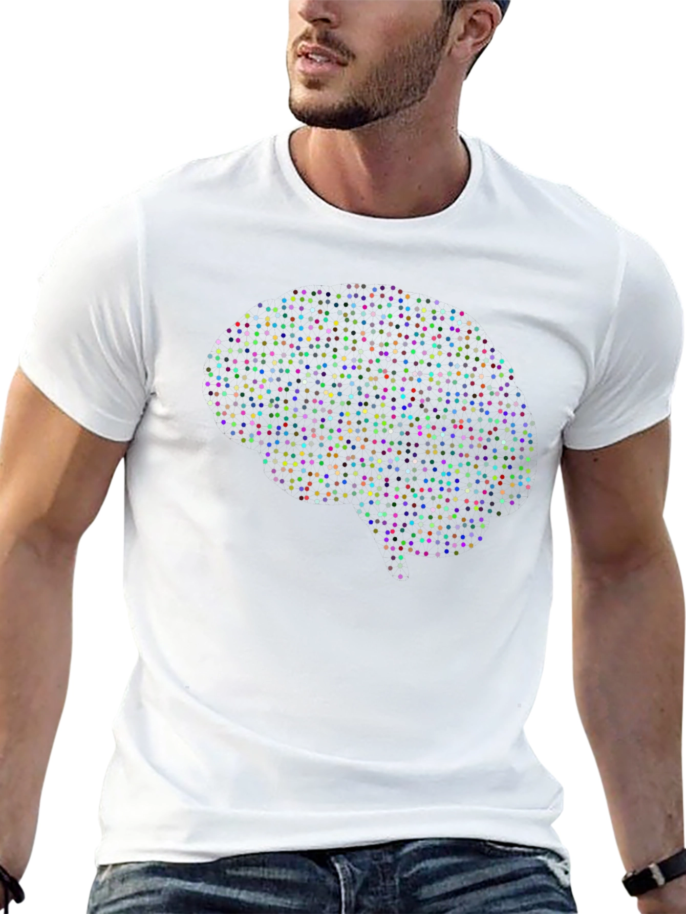 Brain Dots Graphic Tee - Black Cotton Unisex T-Shirt