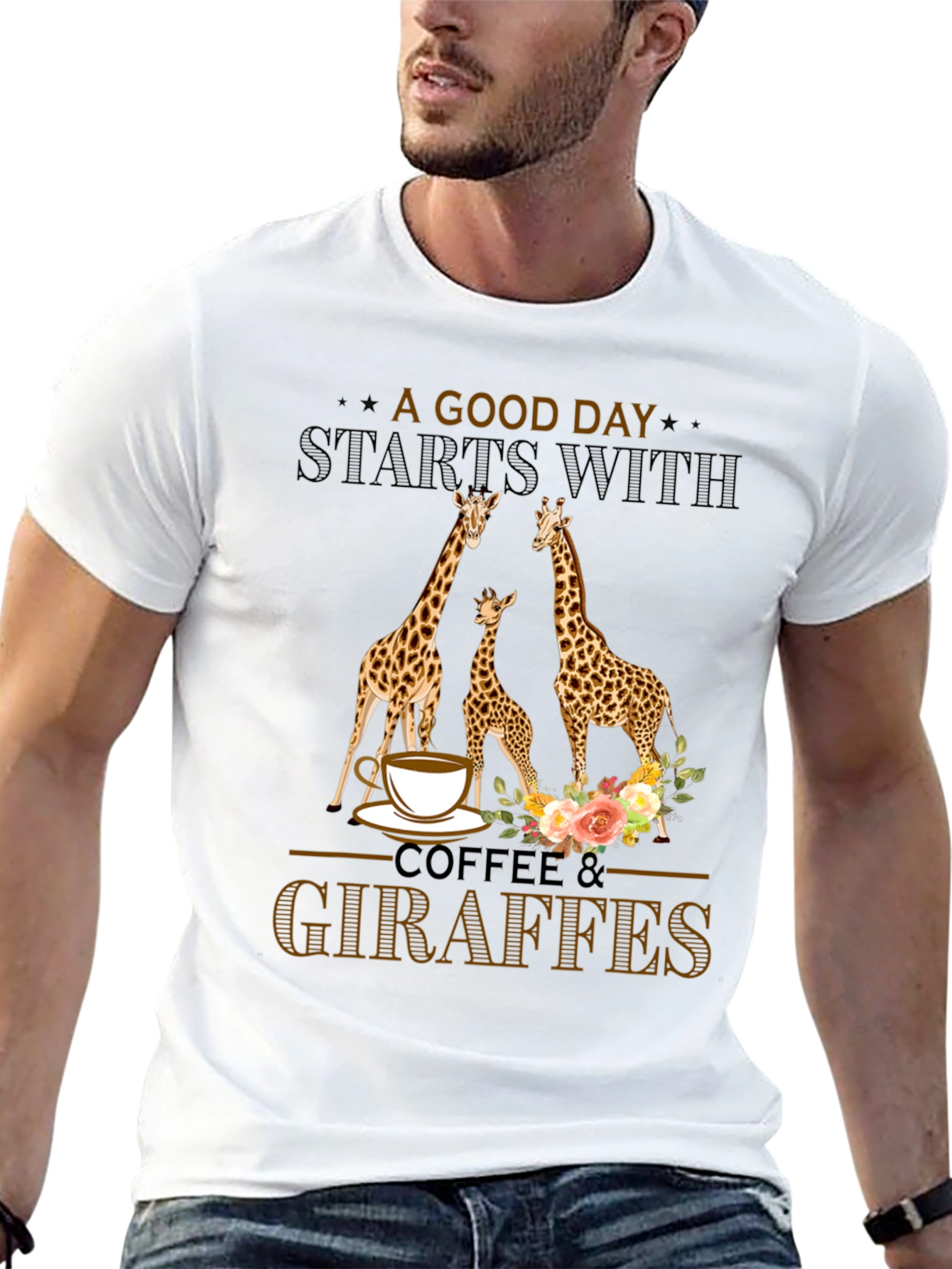 Coffee & Giraffes T-Shirt - A Good Day Start