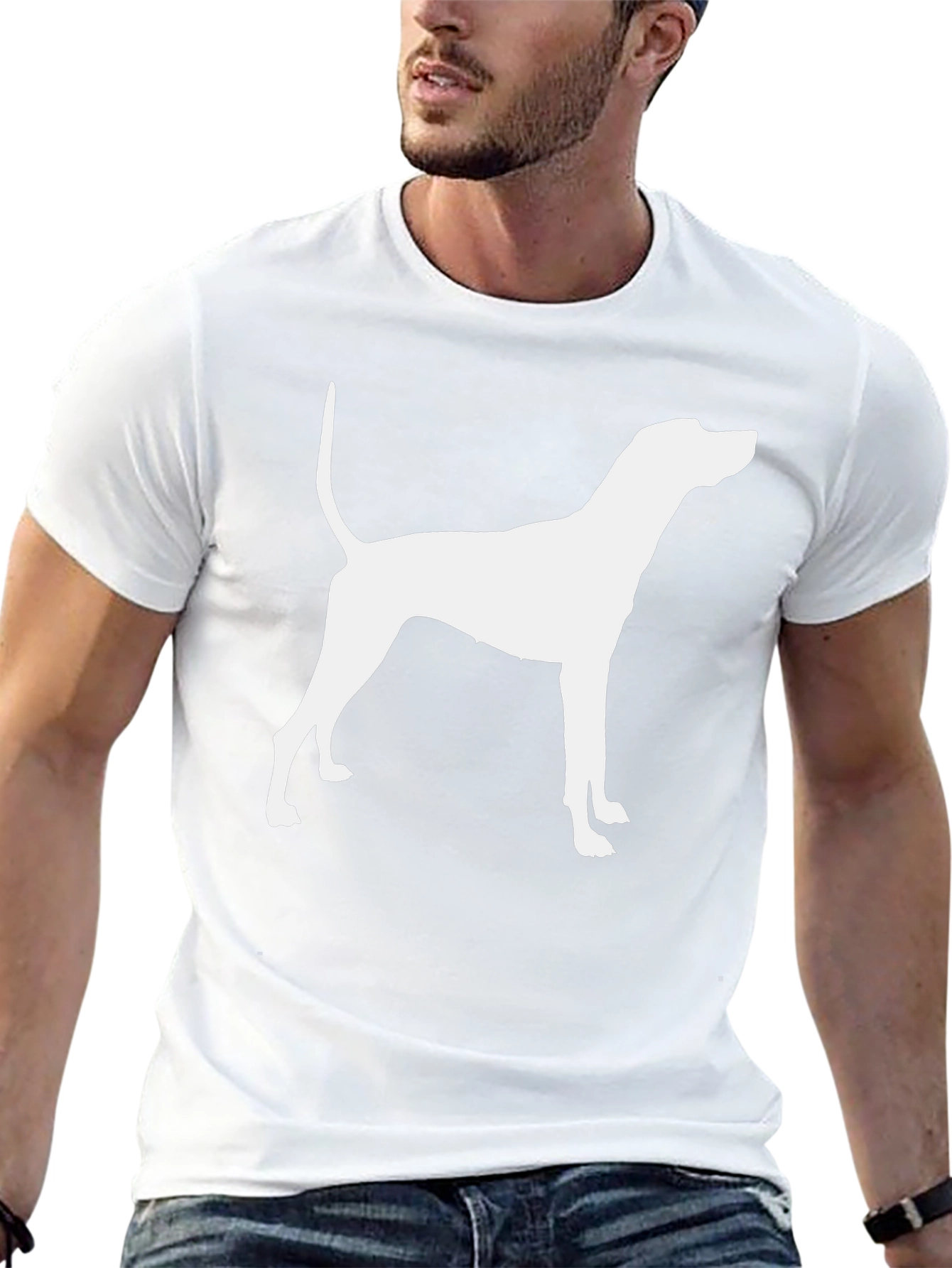 Dog Silhouette Graphic Tee - Black Cotton Blend Shirt